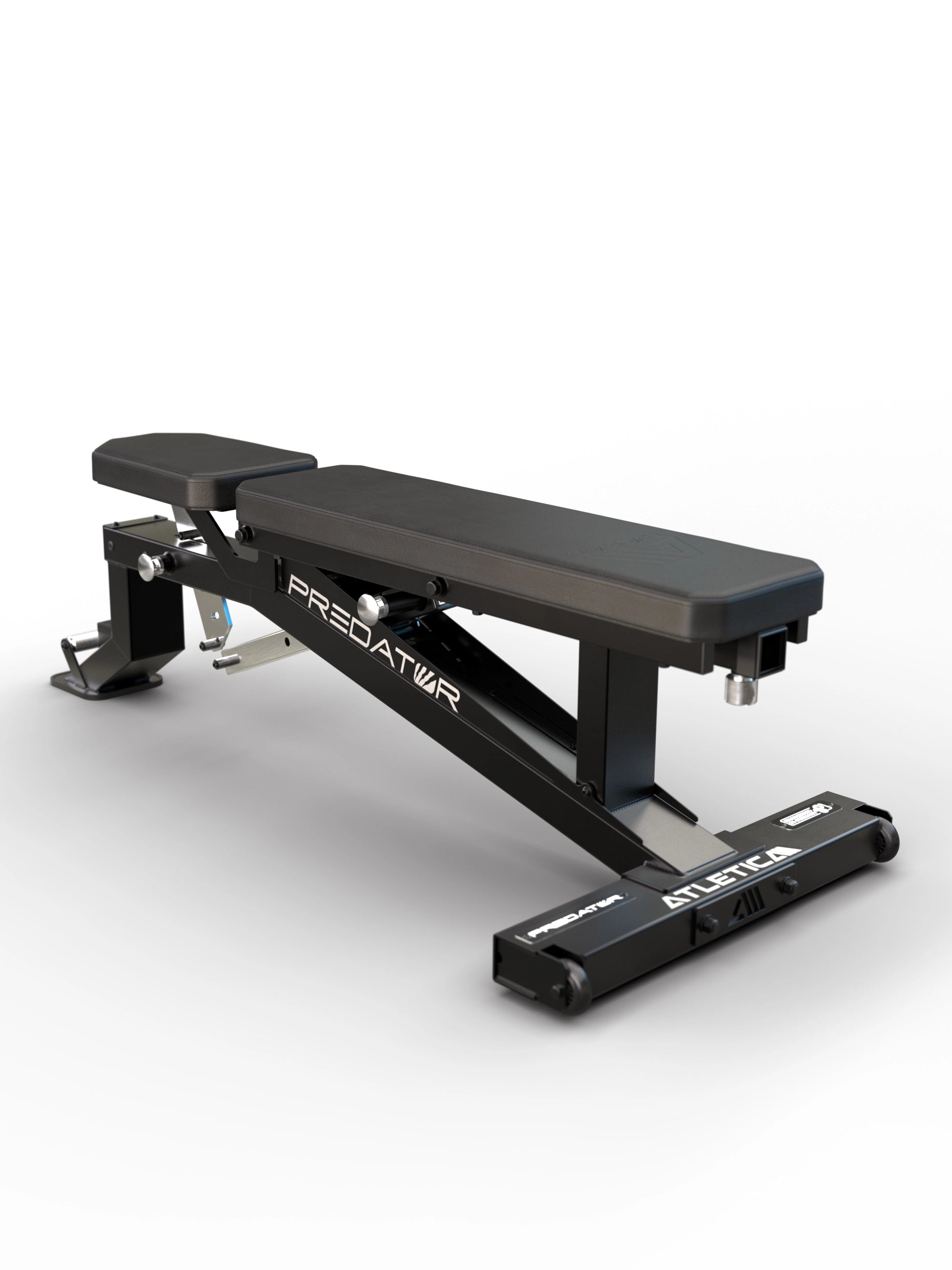 Atletica Predator EVO modulare Hantelbank - 110×60×3 mm Stahlrahmen mit integrierten Transportrollen