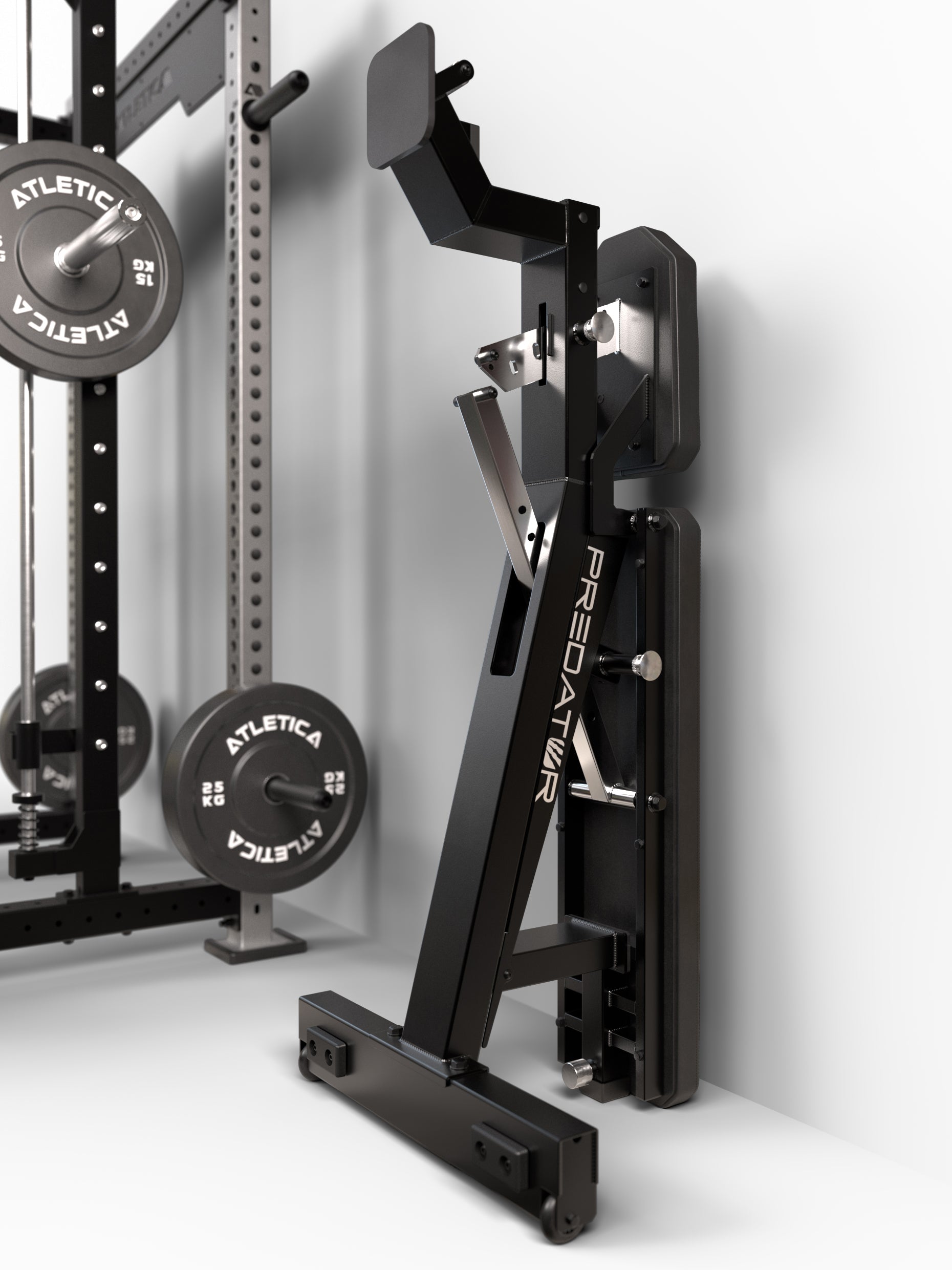 ATLETICA Predator Sponge modulare Hantelbank – vertikal lagerbar, mit Rack und Gewichtsscheiben
