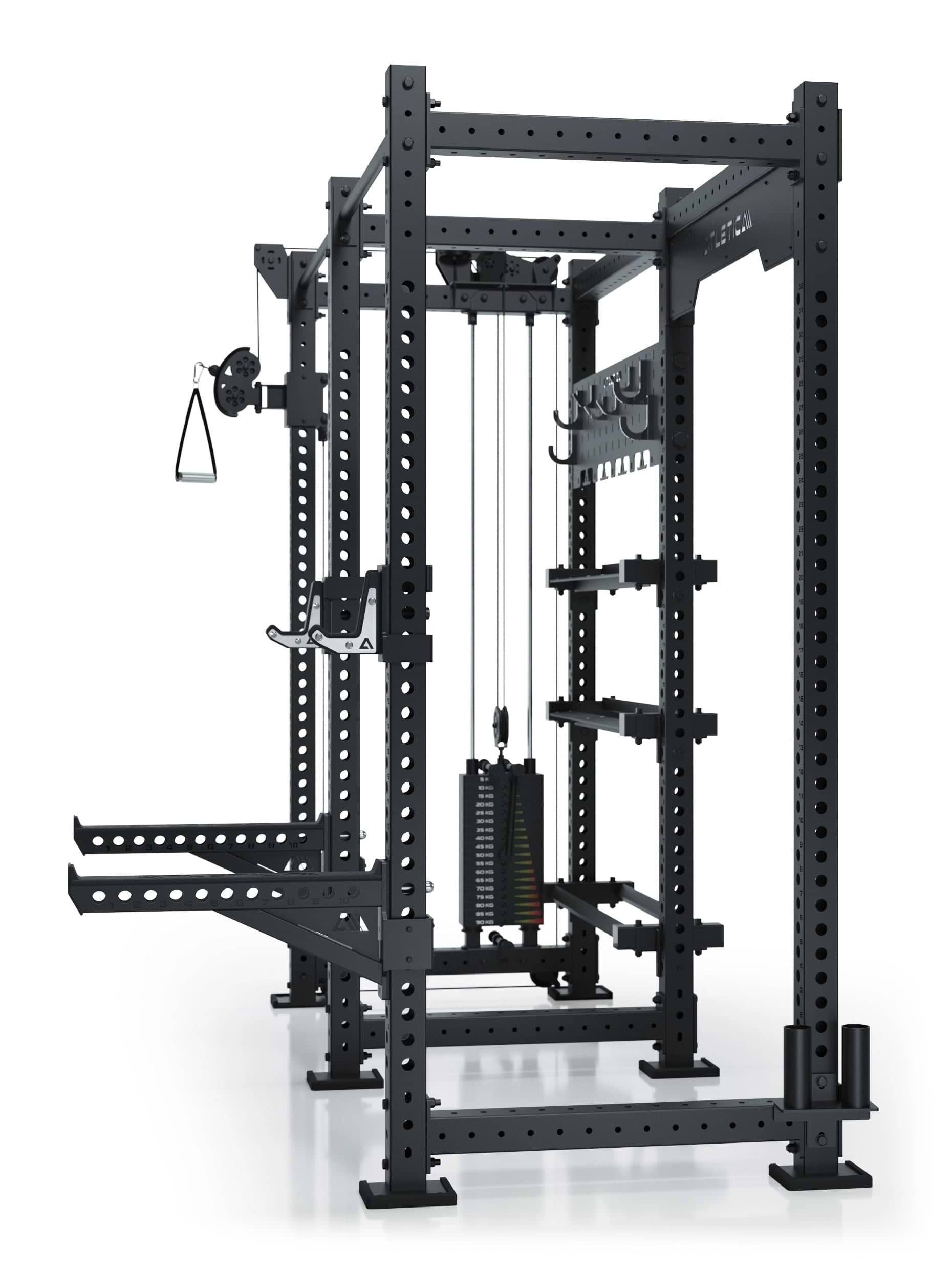 Power Rack mit Kabelzug mit Steckgewichten und Storage Ablagen