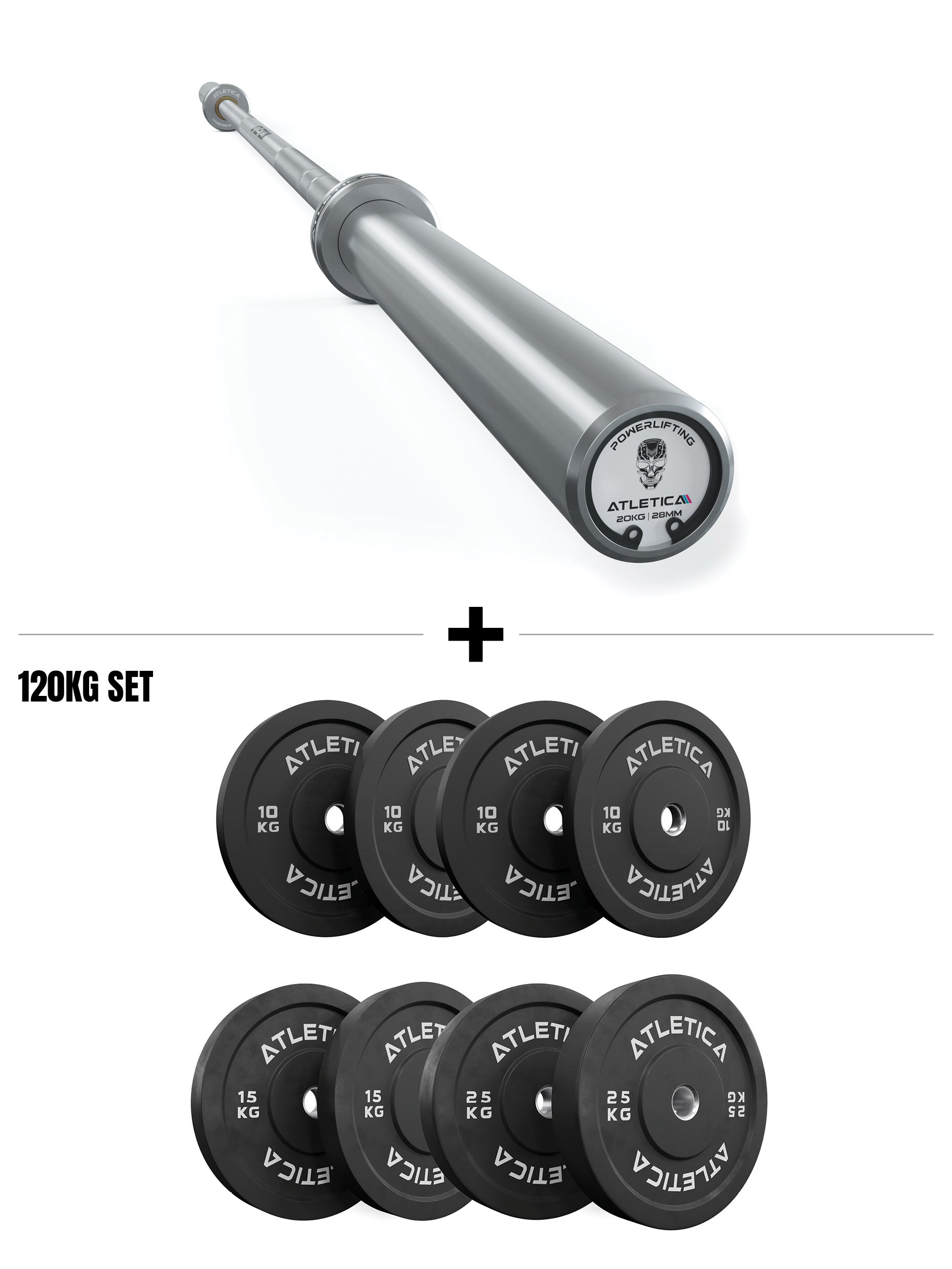 Gamma Langhantel Shadow Set mit 120kg Bumper Plates