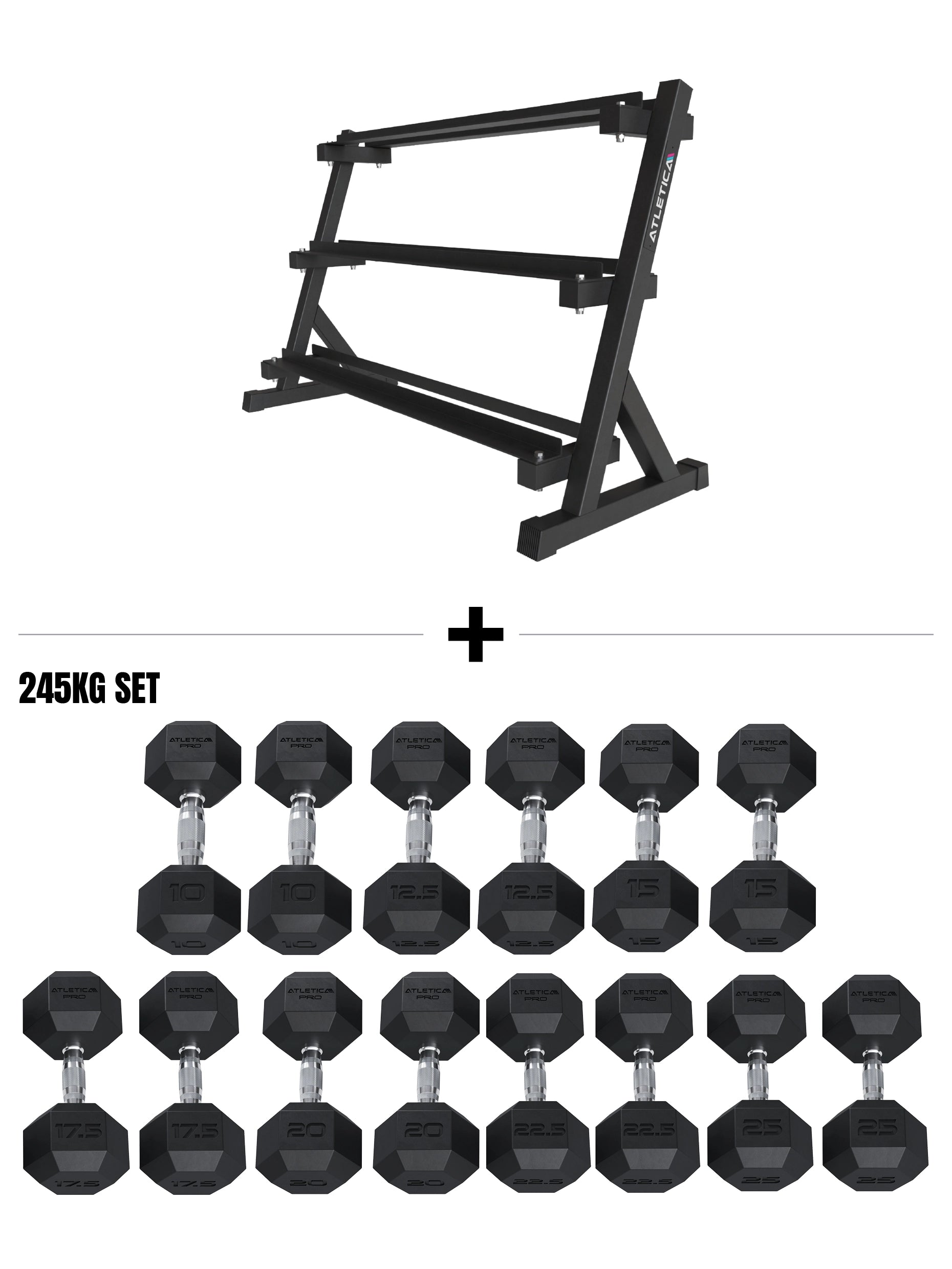 Hexagon PRO SET Cerberus: Kurzhantelablage und Kurzhanteln Set