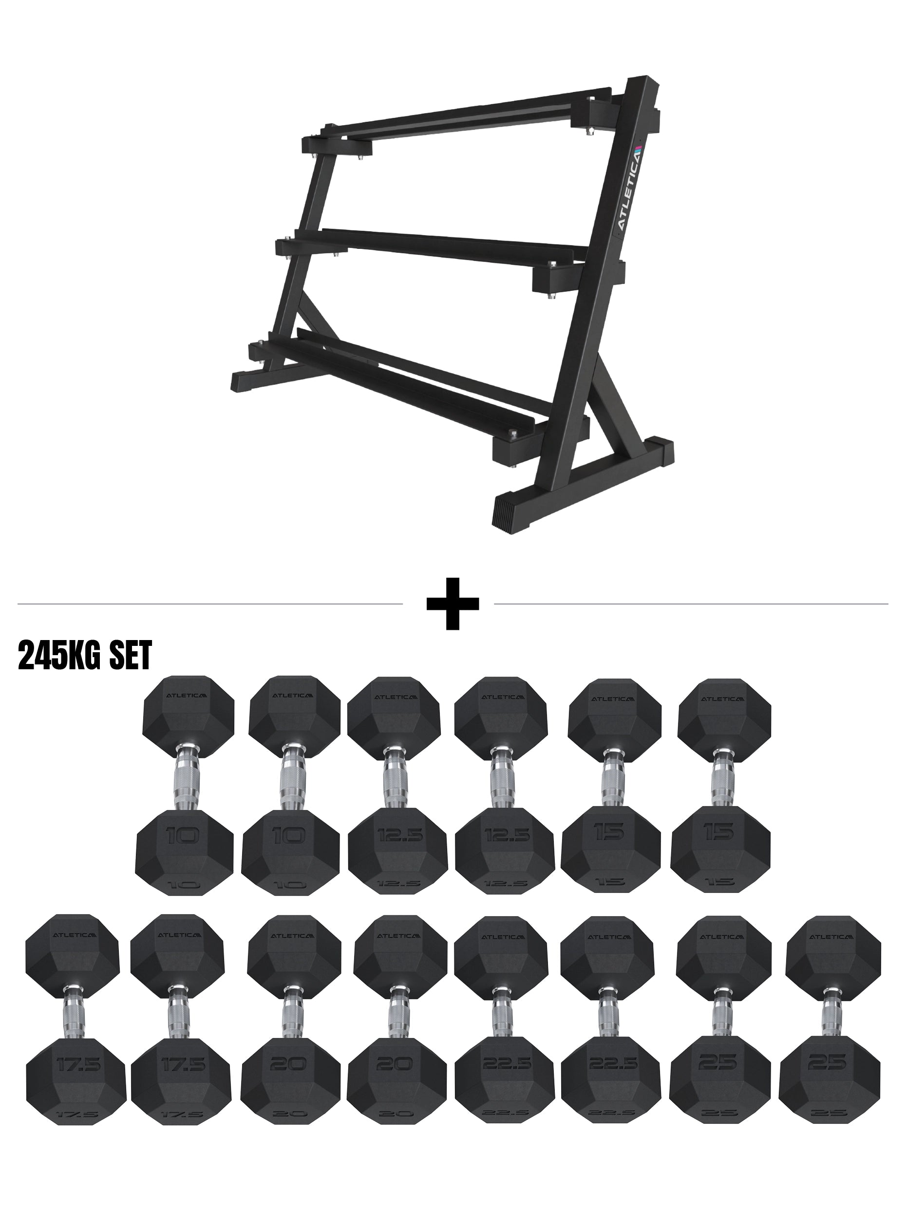 Hexagon SET Inferno Black Week Sale: Hellhound Ablage und 245kg Hexagon Kurzhanteln Set