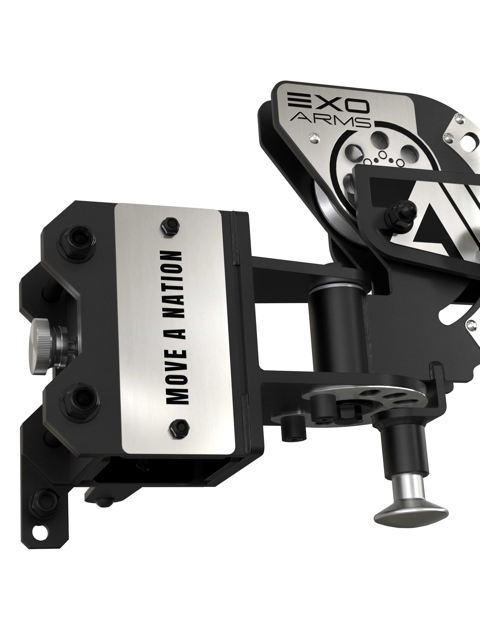 ATLETICA EXO Arms – Trolley-Halterung mit Logoplatte und Kabelzug-Arm, Aluminium Pop Pin