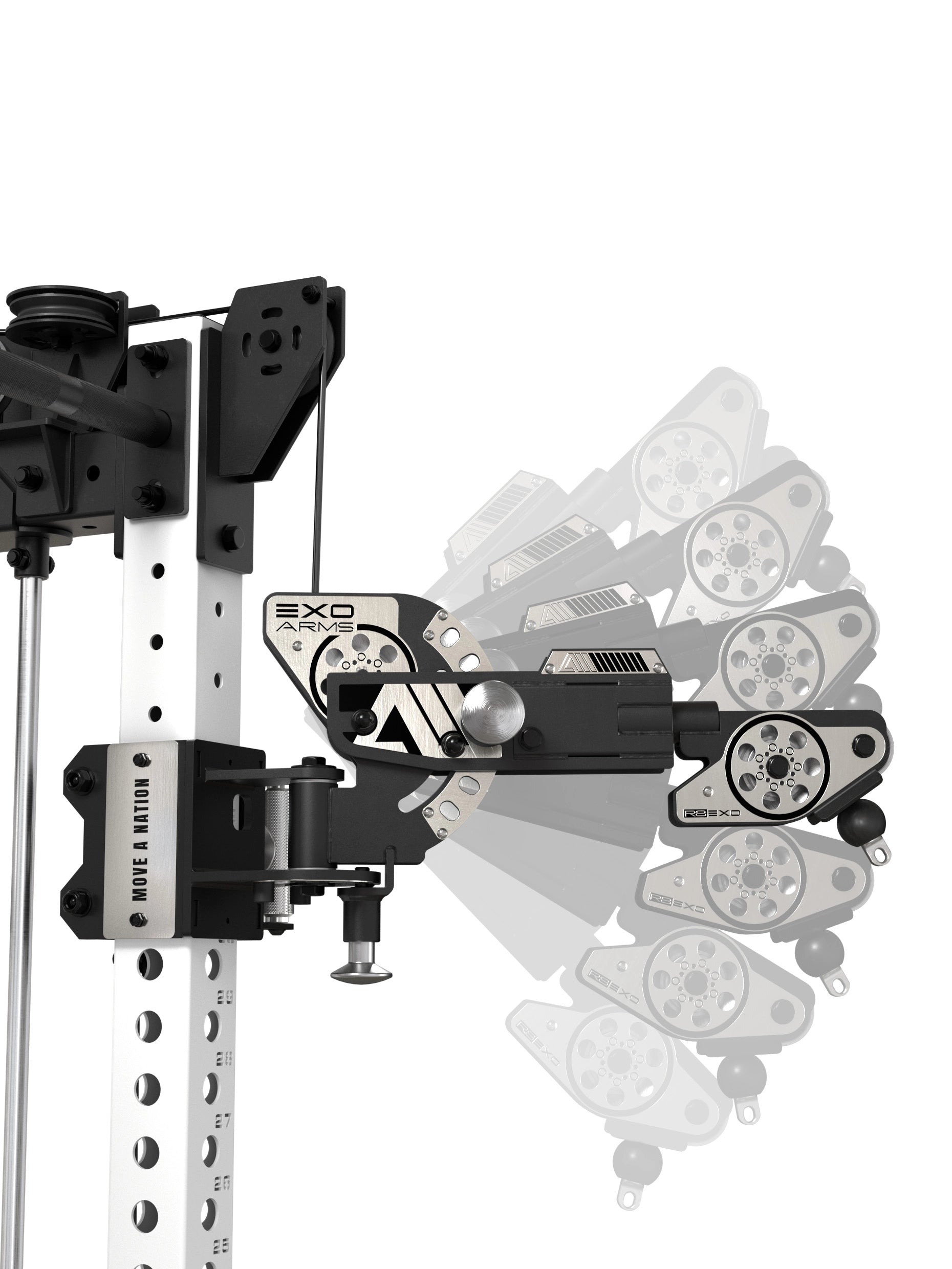 ATLETICA EXO Arms – Infografik 49 Winkelpositionen: 180° horizontal × 90° vertikal