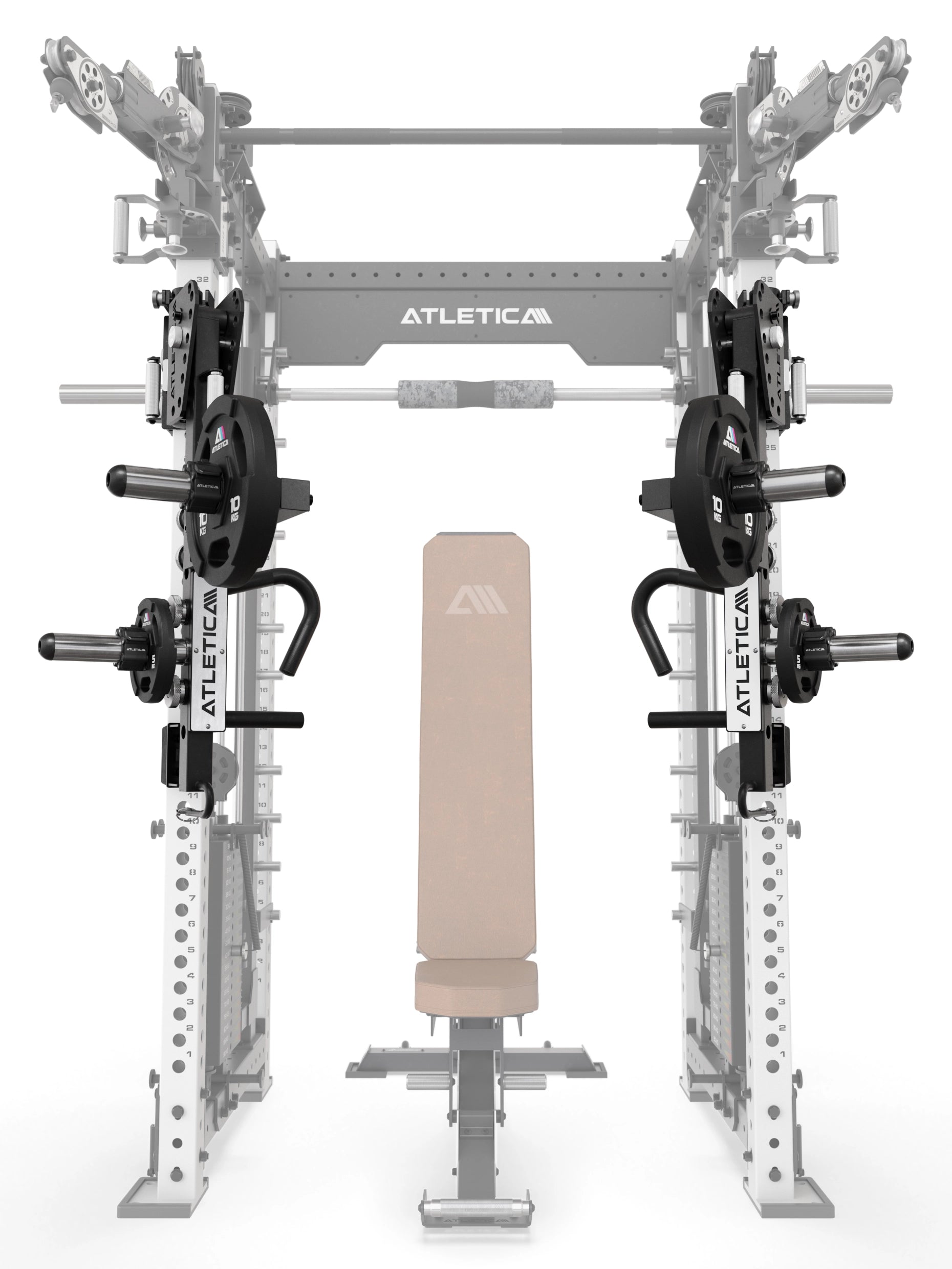 ARC Force R8 Jammer Arme:  werkzeugloses Verstellen mit integrierten Storage Hooks am Rack