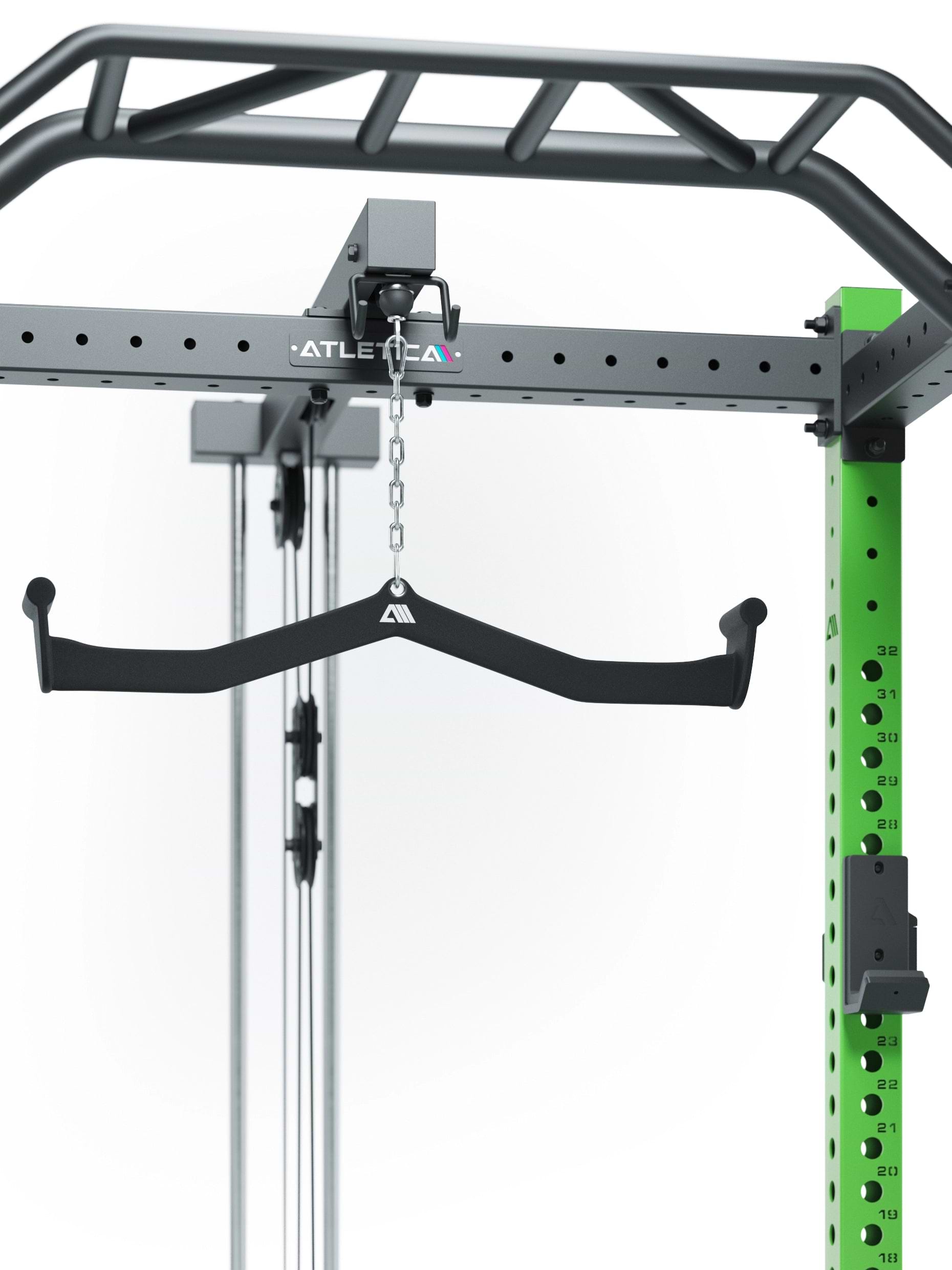 Atletica Power Rack R8 BlackHawk in Electric Green mit Klimmzugstange