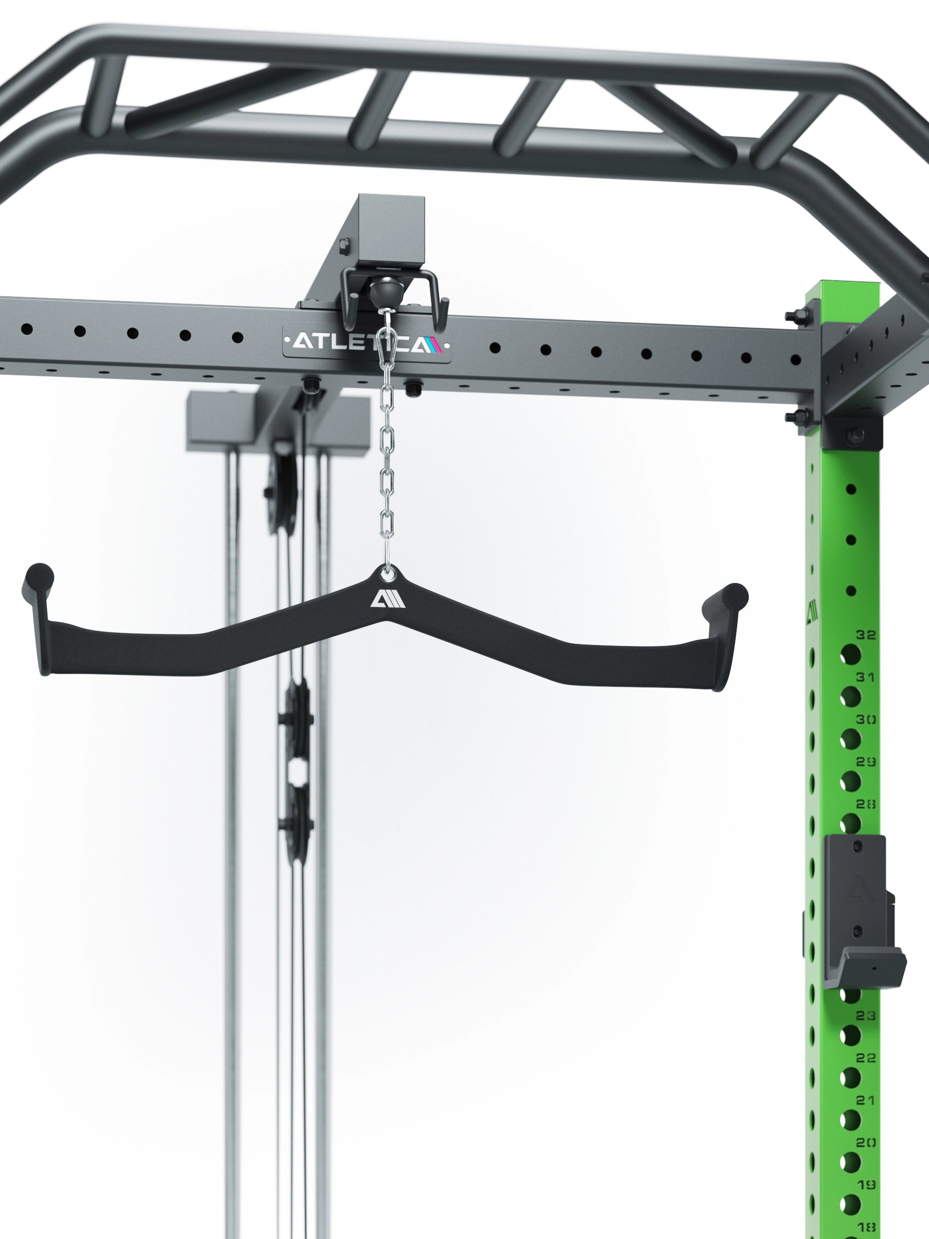Atletica Power Rack R8 BlackHawk in Electric Green mit Klimmzugstange 