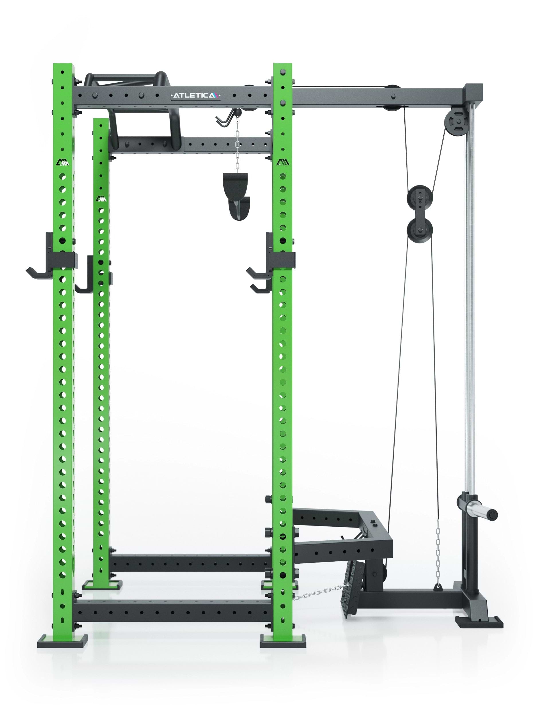 Power Rack R8 BlackHawk in Electric Green mit Kabelzug und Pull Up Bar
