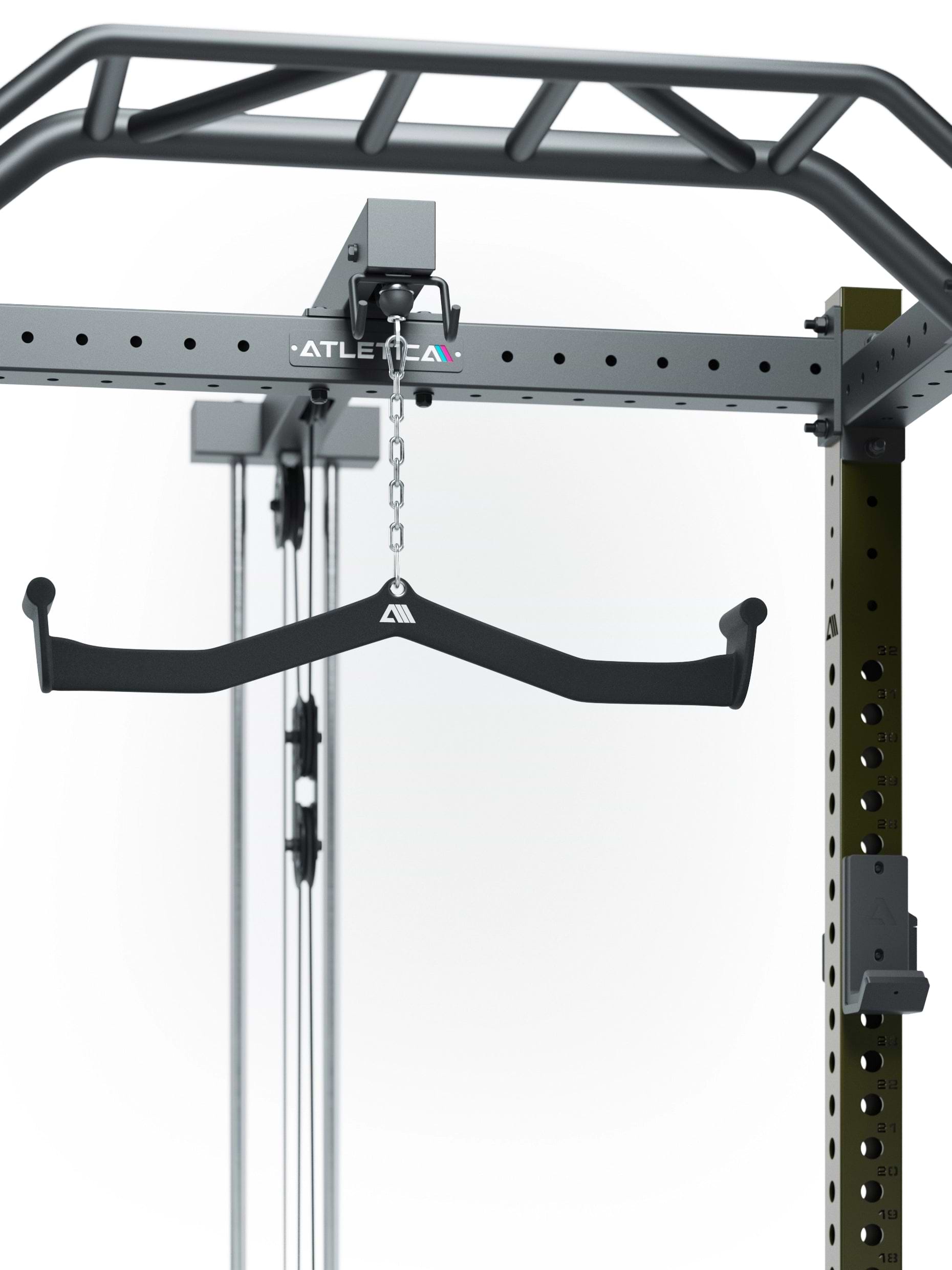 Atletica Power Rack R8 BlackHawk in Military Green mit Klimmzugstange