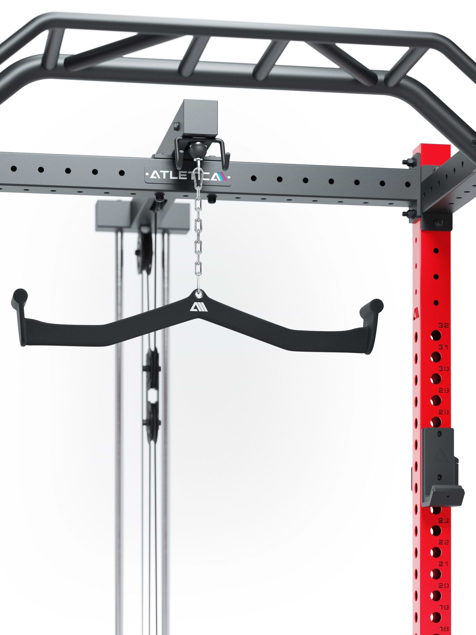 Atletica Power Rack R8 BlackHawk in Sportscar Red mit Klimmzugstange