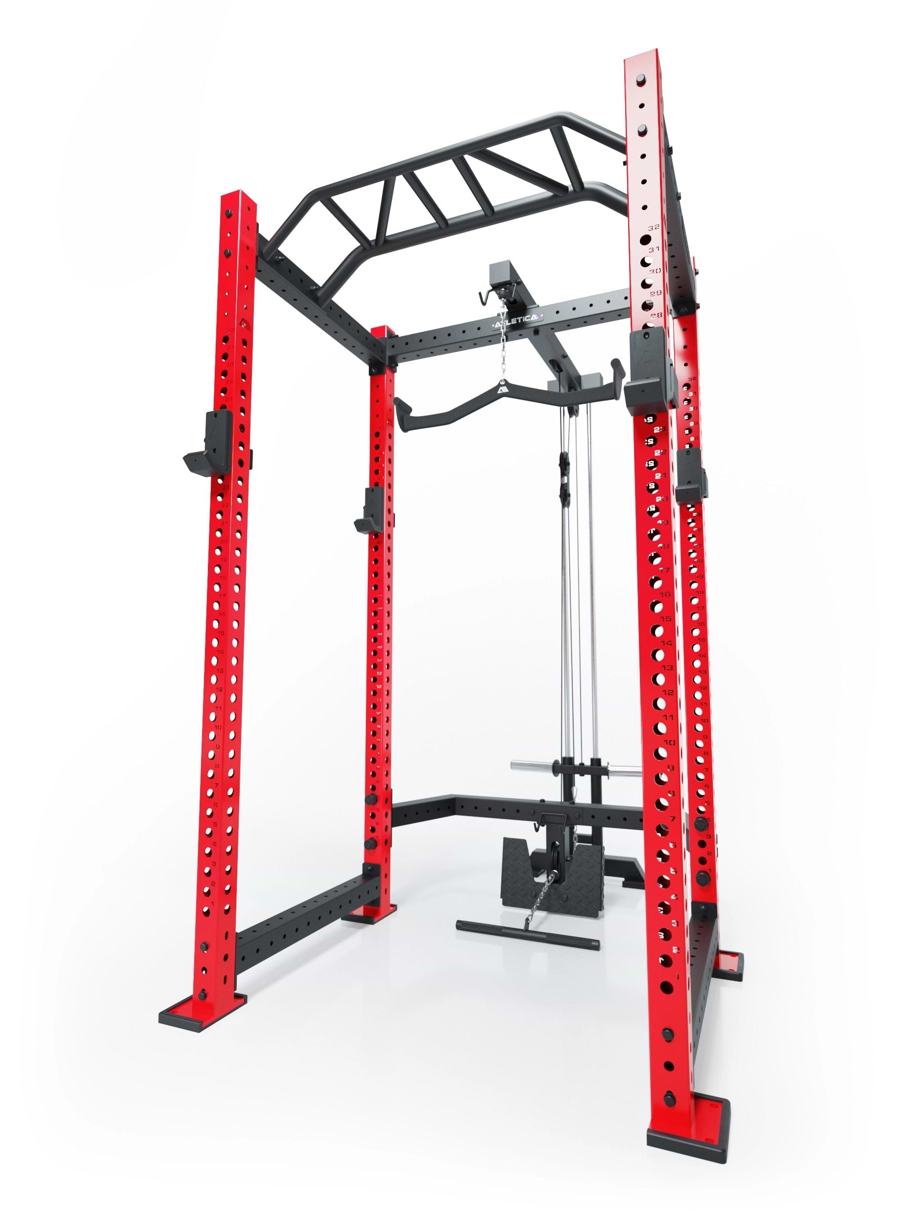 R8 Blackhawk Power Cage mit Kabelzug und Pull Up Bar, in Sportscar Red