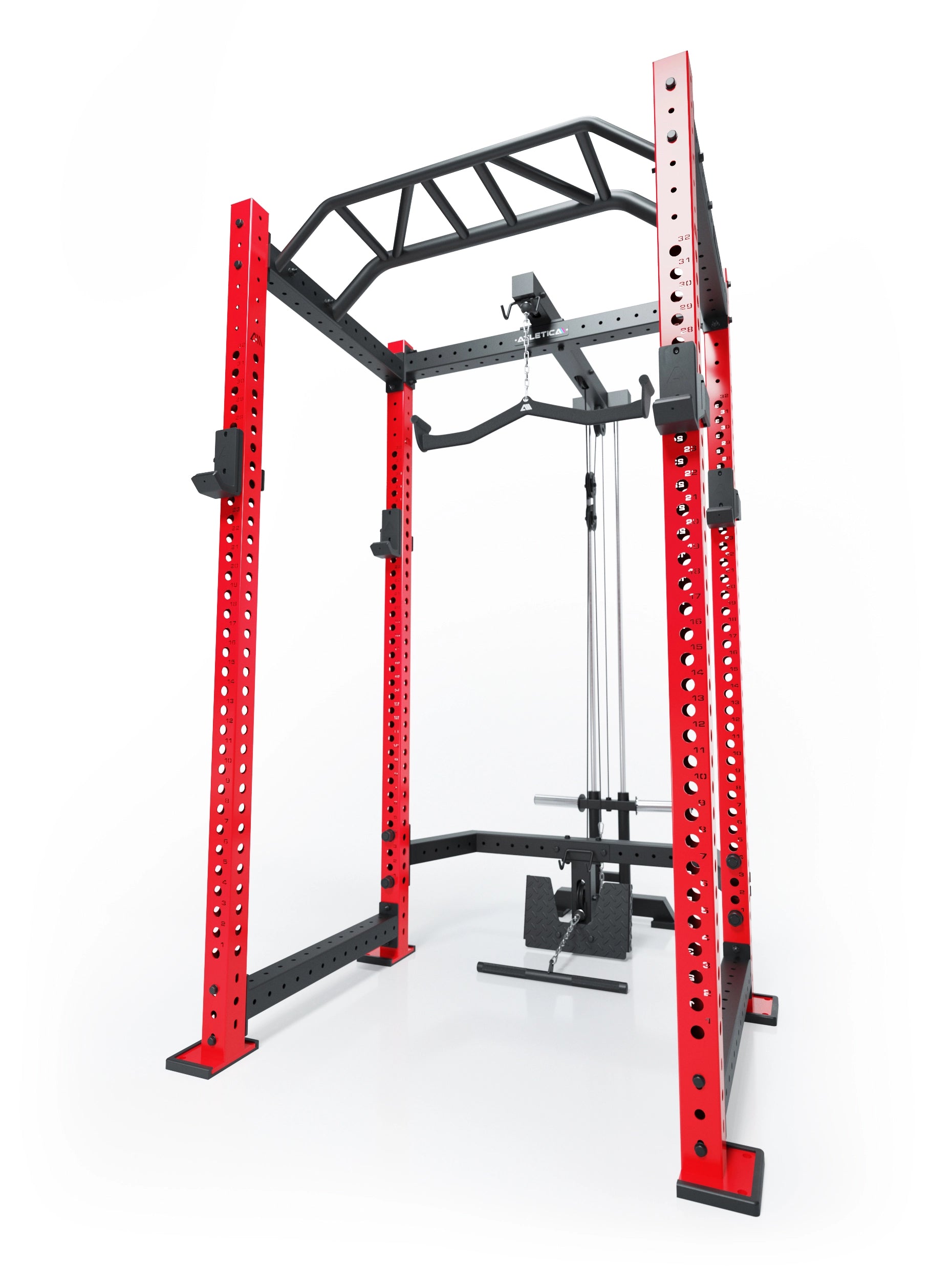 R8 Blackhawk Power Cage mit Kabelzug und Pull Up Bar, in Sportscar Red