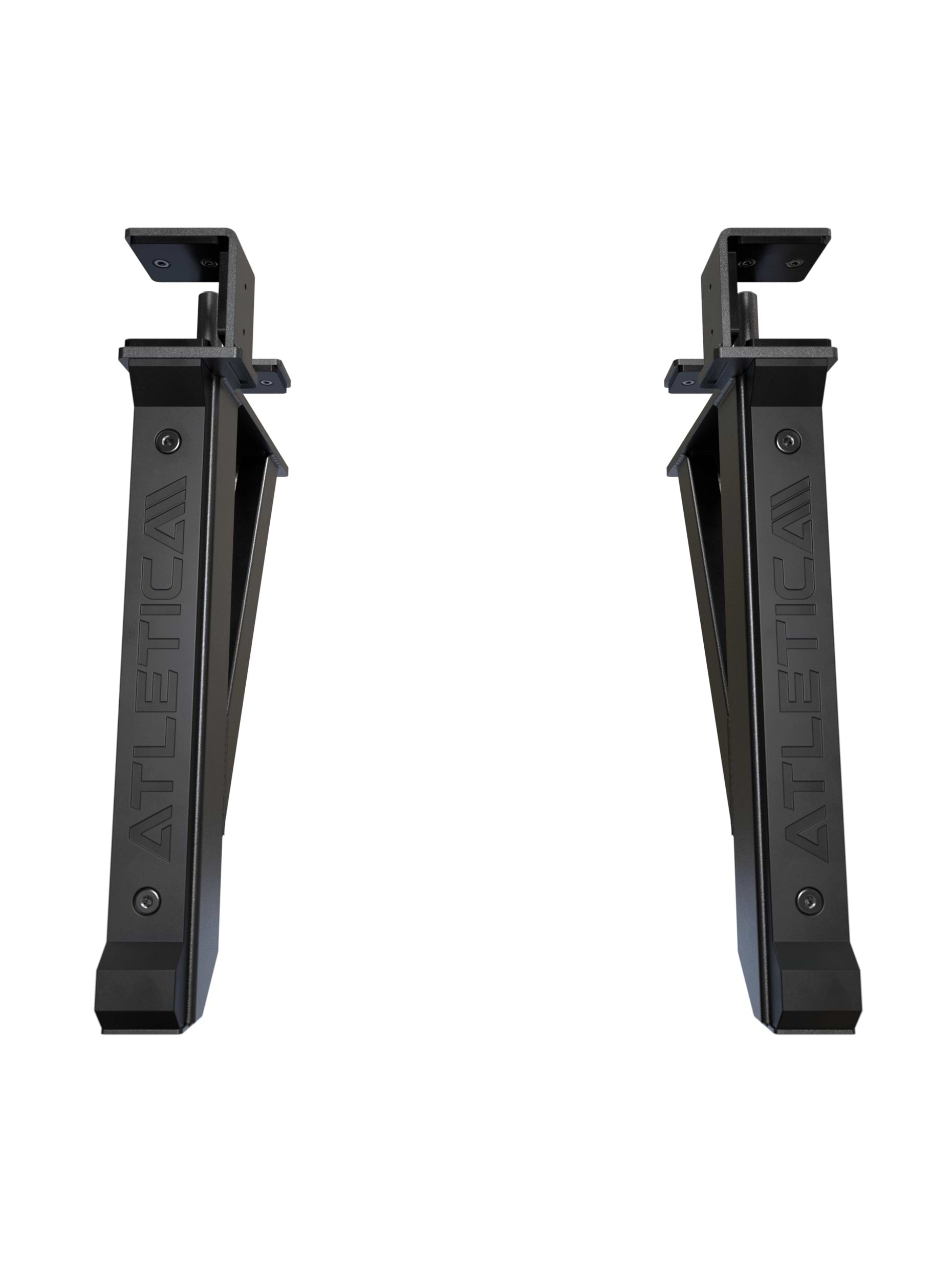 R7 Safety Spotter Arms Paar in schwarz, mit eingeprägtem Atletica Logo
