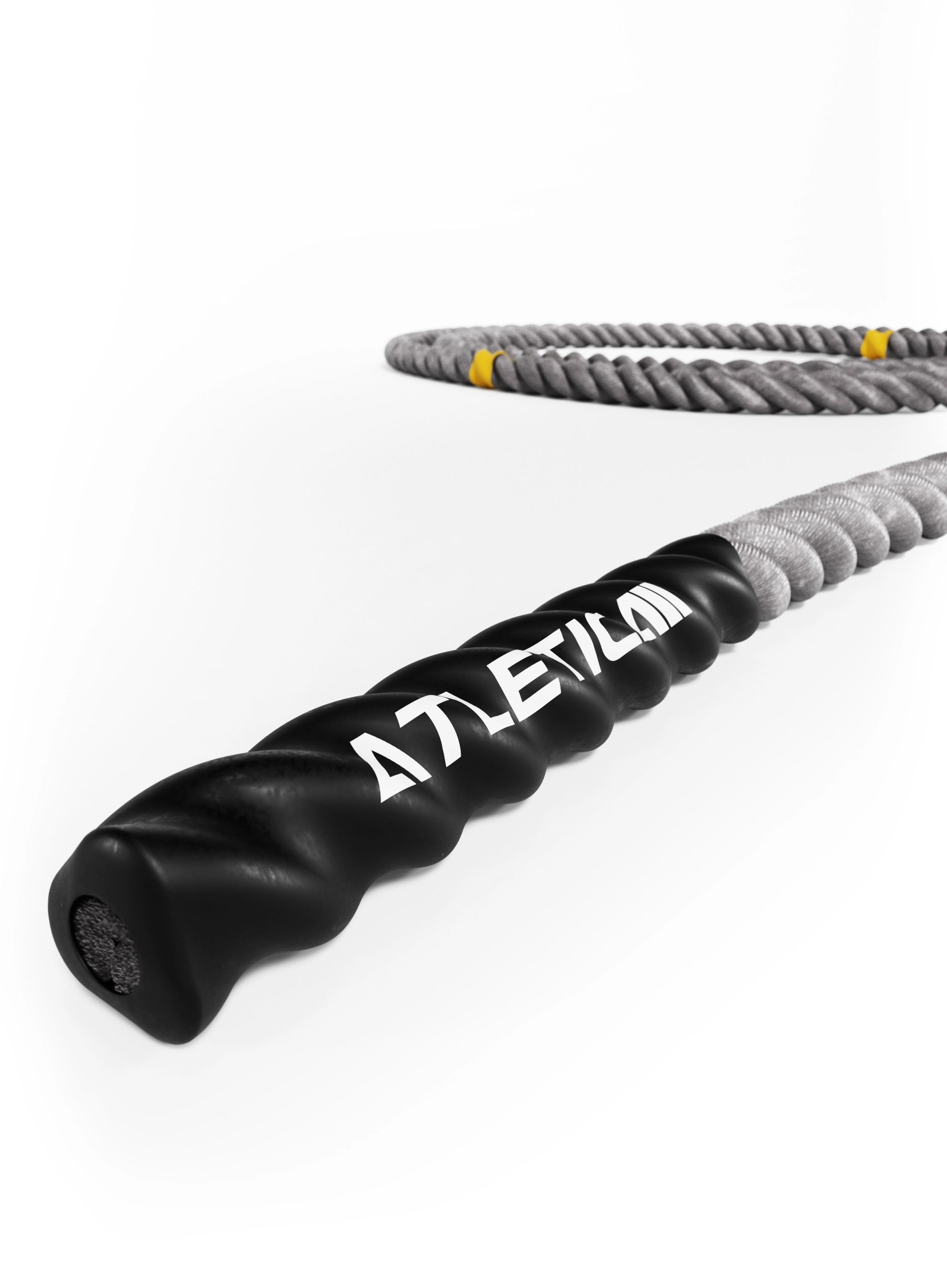 HRX Power Rope 15 m von Atletica mit Griffdetail und gelben Markierungen am Trainingsseil
