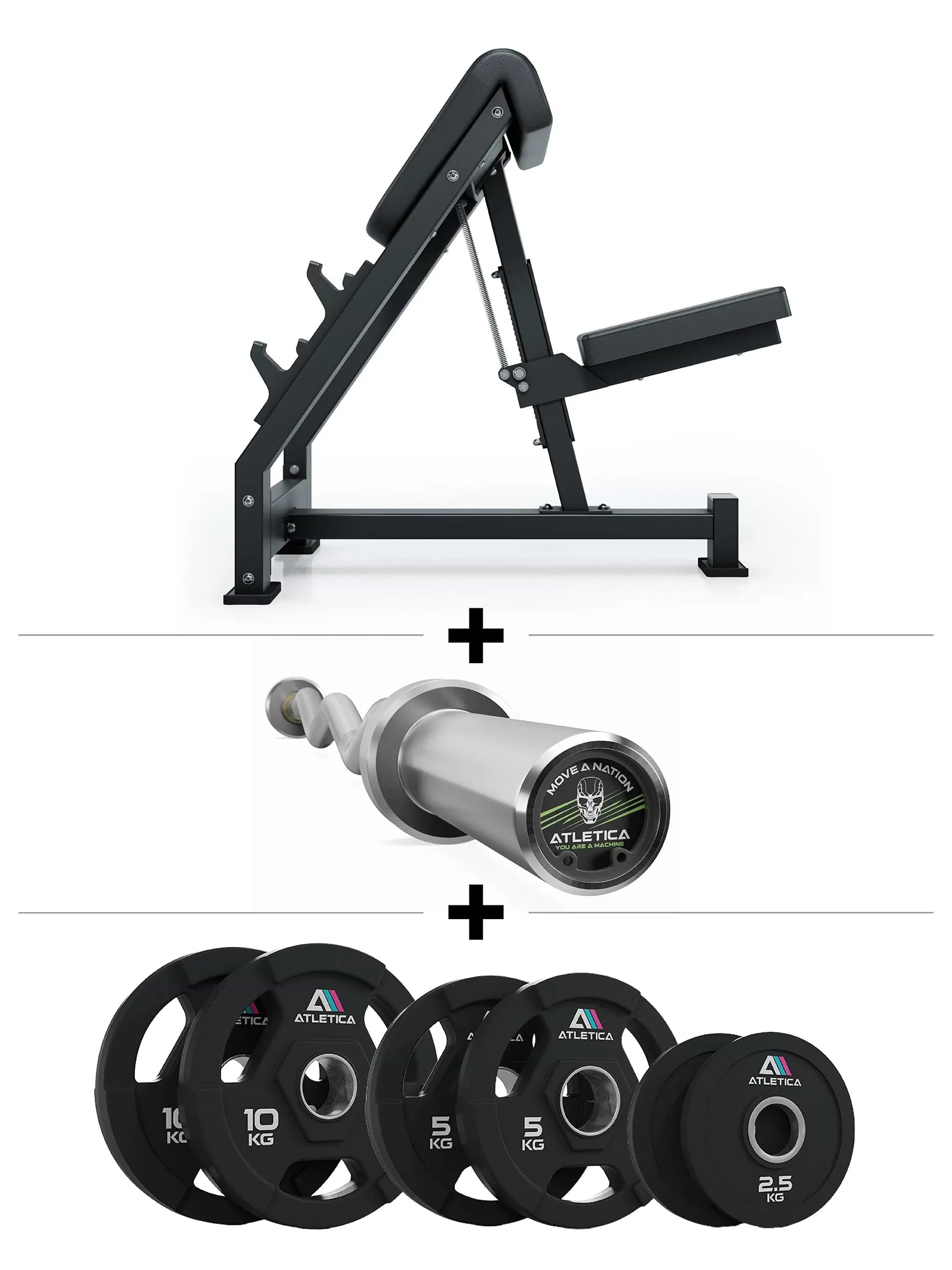 Hantelbank Preacher Curl Bizepsbank Set mit SZ Curlstange und 35kg Gripper Plates