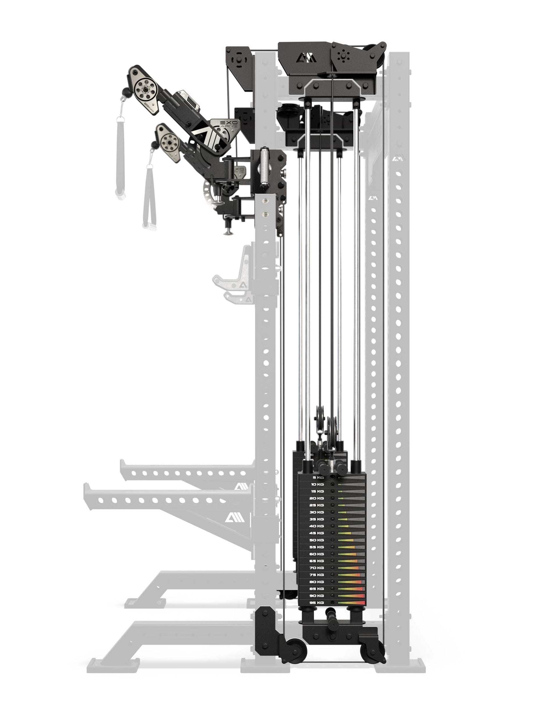 Atletica R8 Bradley EXO Power Rack mit 2x95 kg Steckgewichten und 42 cm Tiefe Seitenansicht