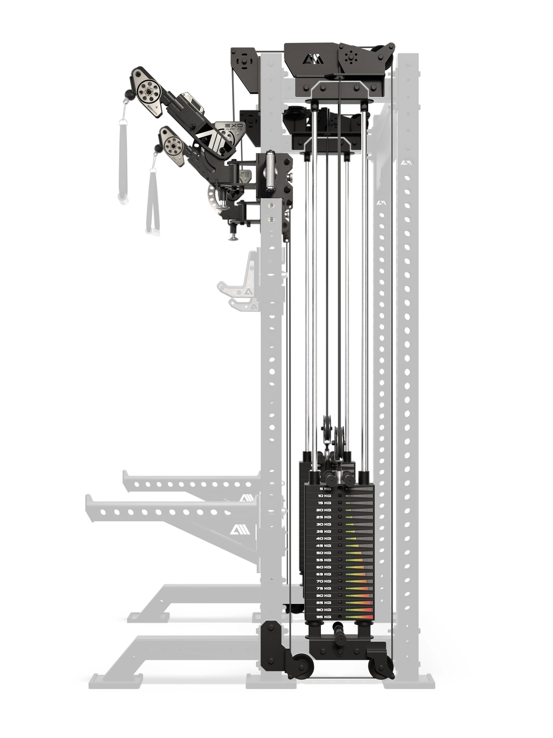 Atletica R8 Bradley EXO Power Rack mit 2x95 kg Steckgewichten und 42 cm Tiefe Seitenansicht