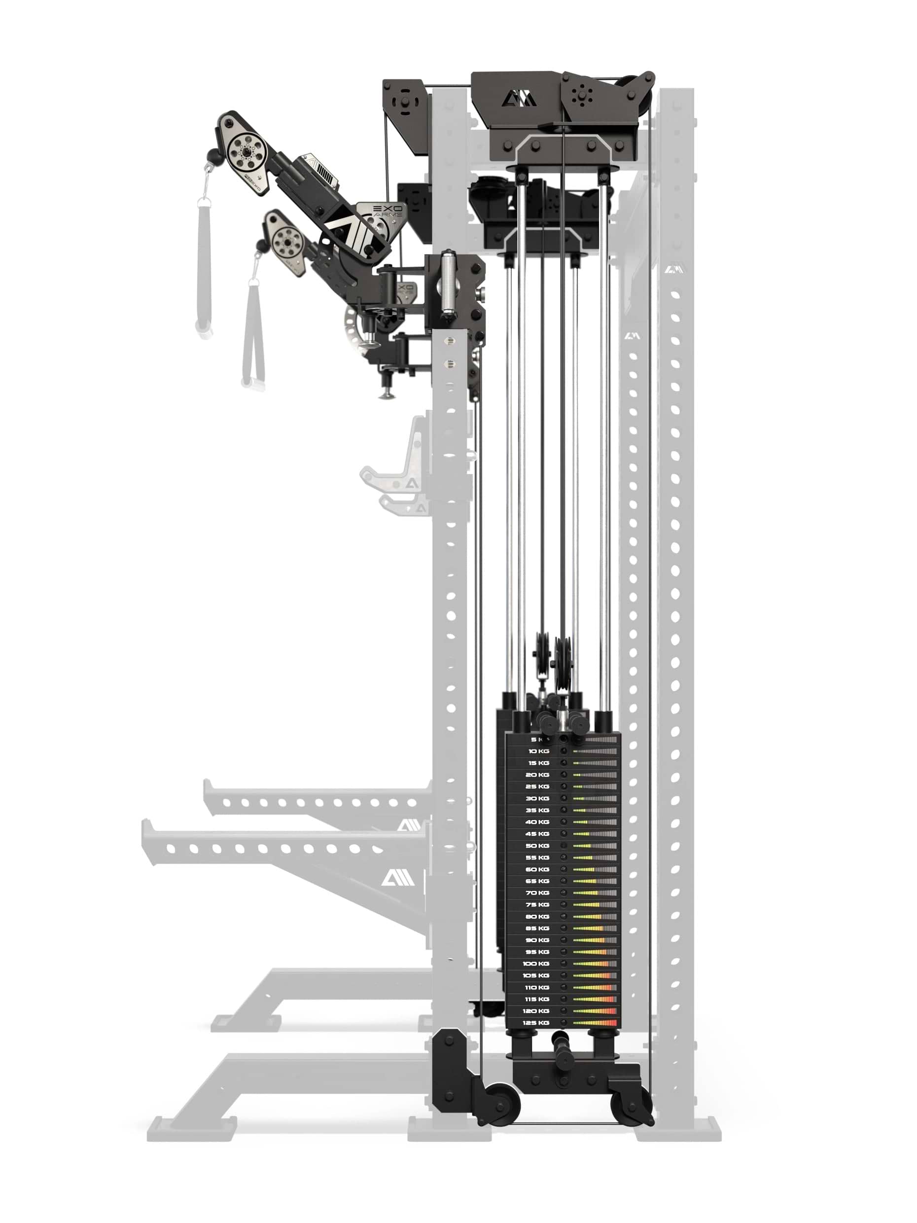 Atletica R8 Bradley EXO Power Rack mit 2x125 kg Steckgewichten und 42 cm Tiefe - Seitenansicht