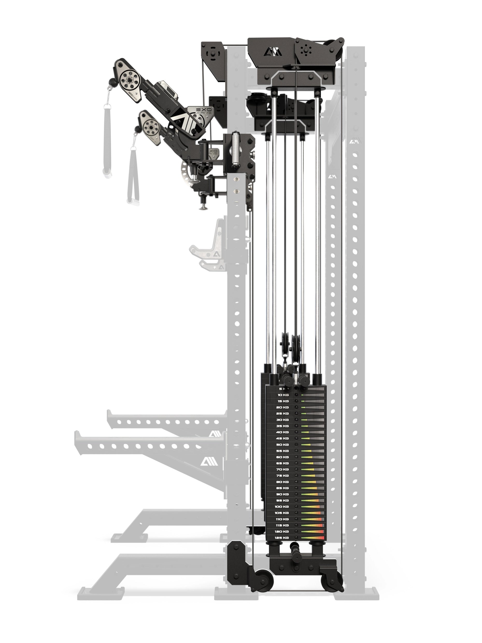 Atletica R8 Bradley EXO Power Rack mit 2x125 kg Steckgewichten und 42 cm Tiefe - Seitenansicht