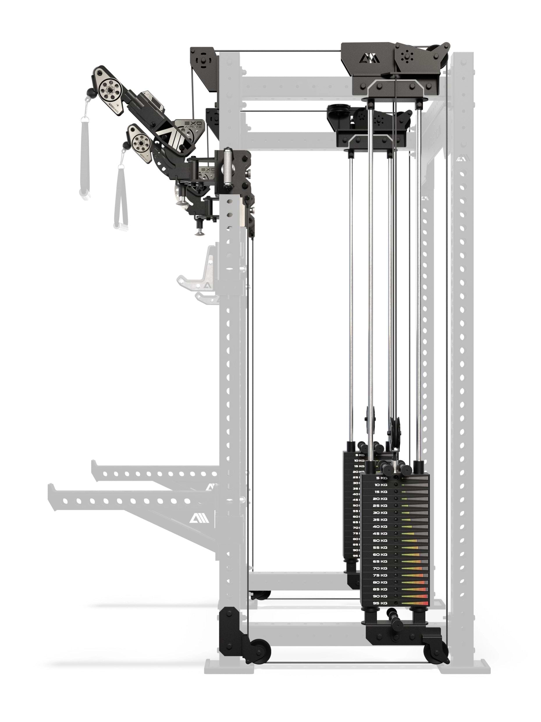 Atletica R8 Bradley EXO Power Rack mit 2x95 kg Steckgewichten und 78 cm Tiefe - Seitenansicht