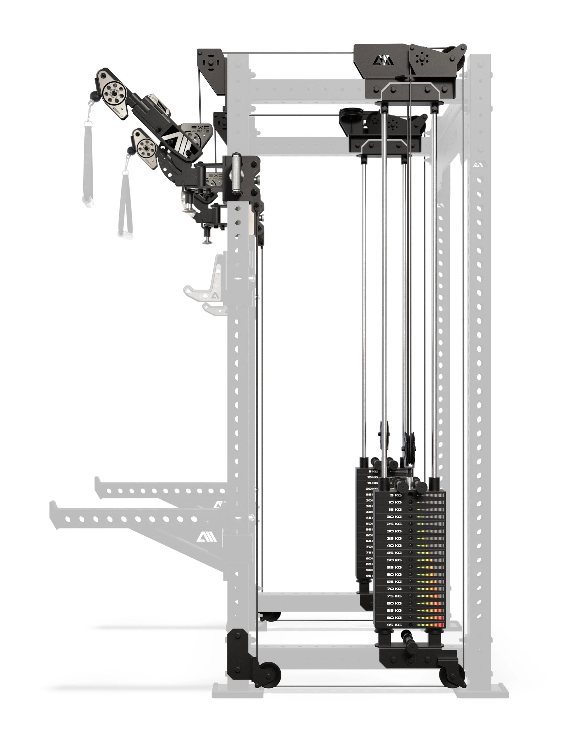 Atletica R8 Bradley EXO Power Rack mit 2x95 kg Steckgewichten und 78 cm Tiefe - Seitenansicht