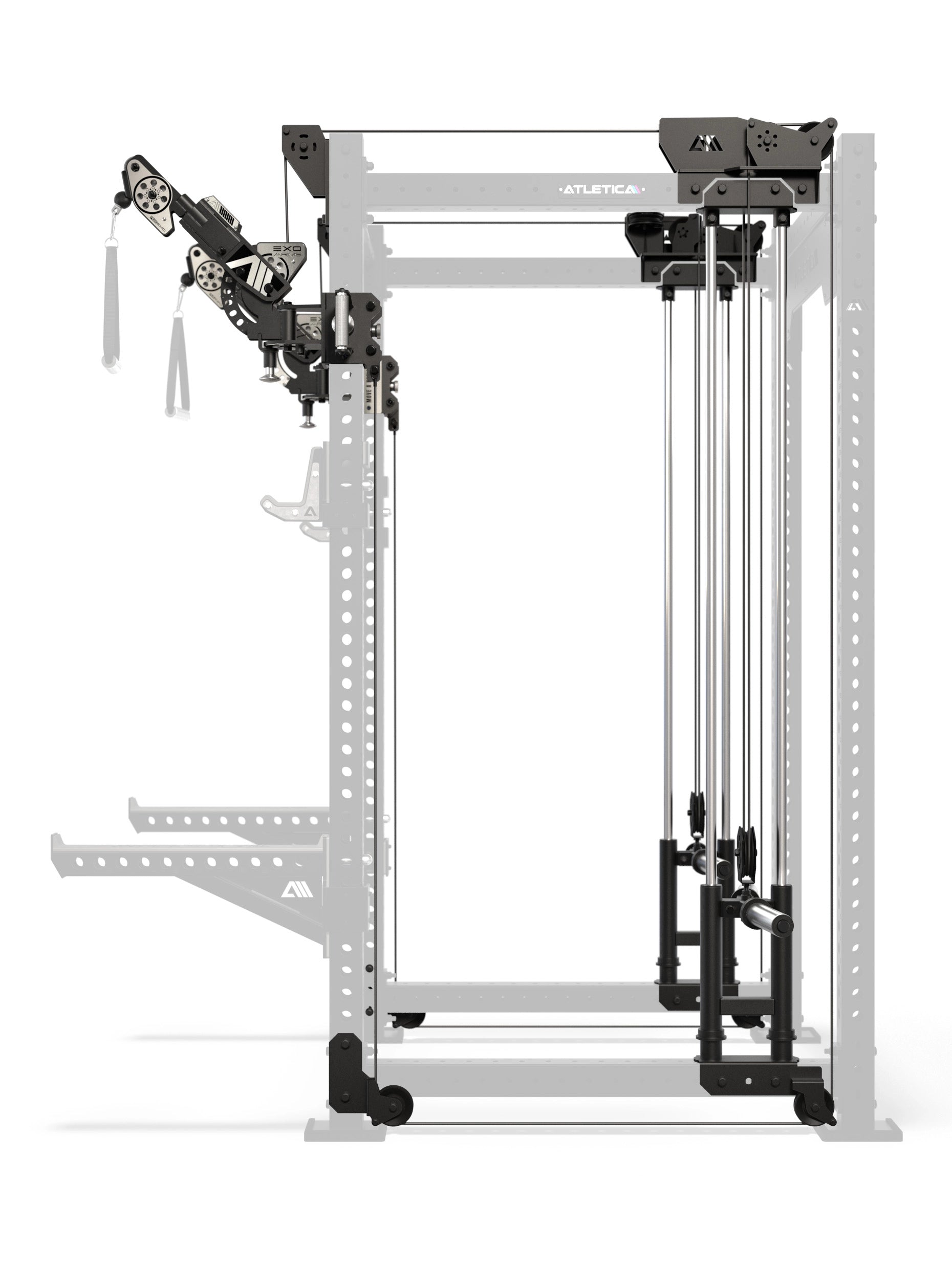R8 Bradley EXO Power Rack Plate Loaded, 108 cm Crossbartiefe - Seitenansicht