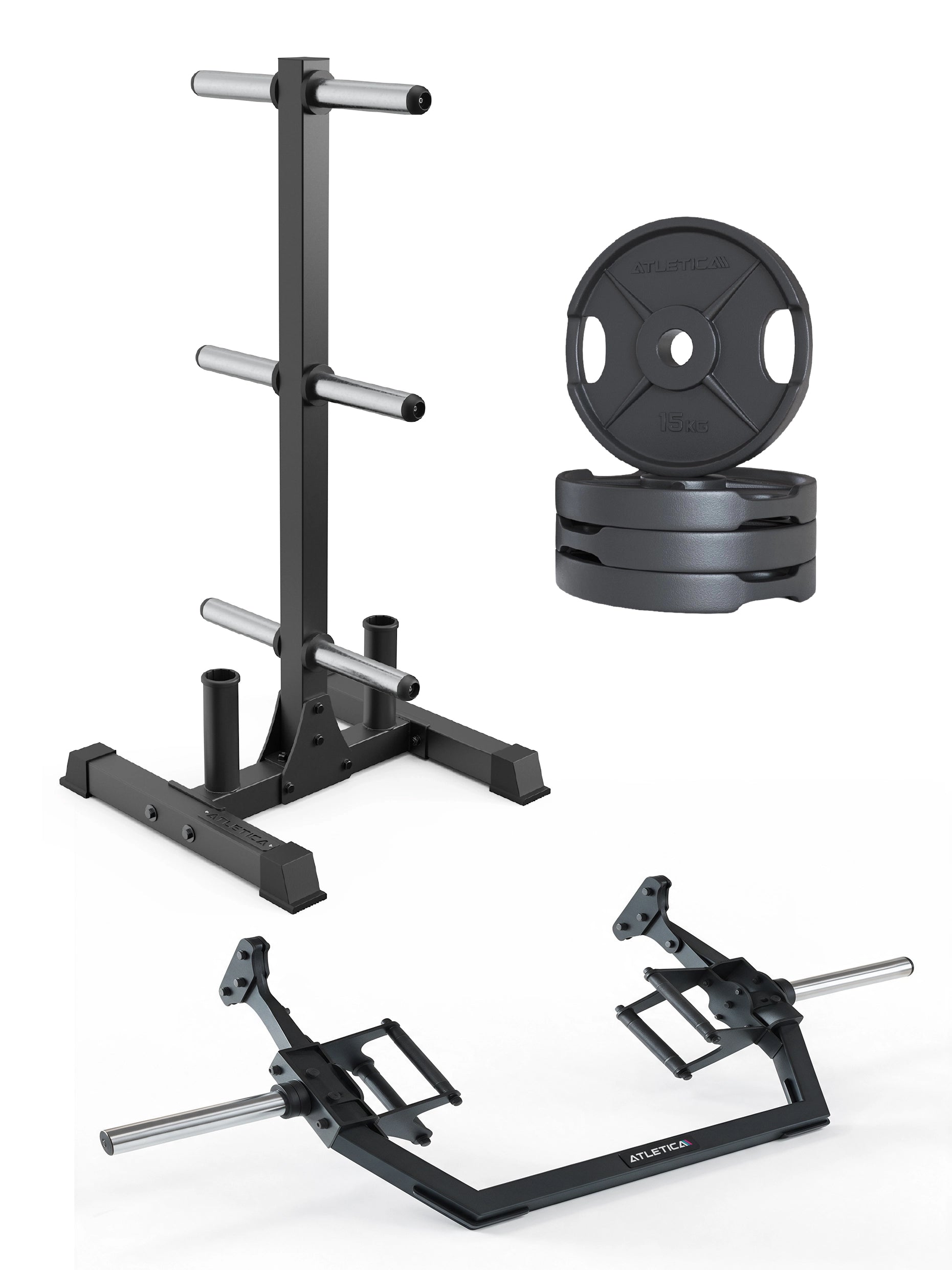 Rhino Hex Set 60 kg - Rhino Storage mit Open Hex Bar und 4x15kg 2H Iron Plates