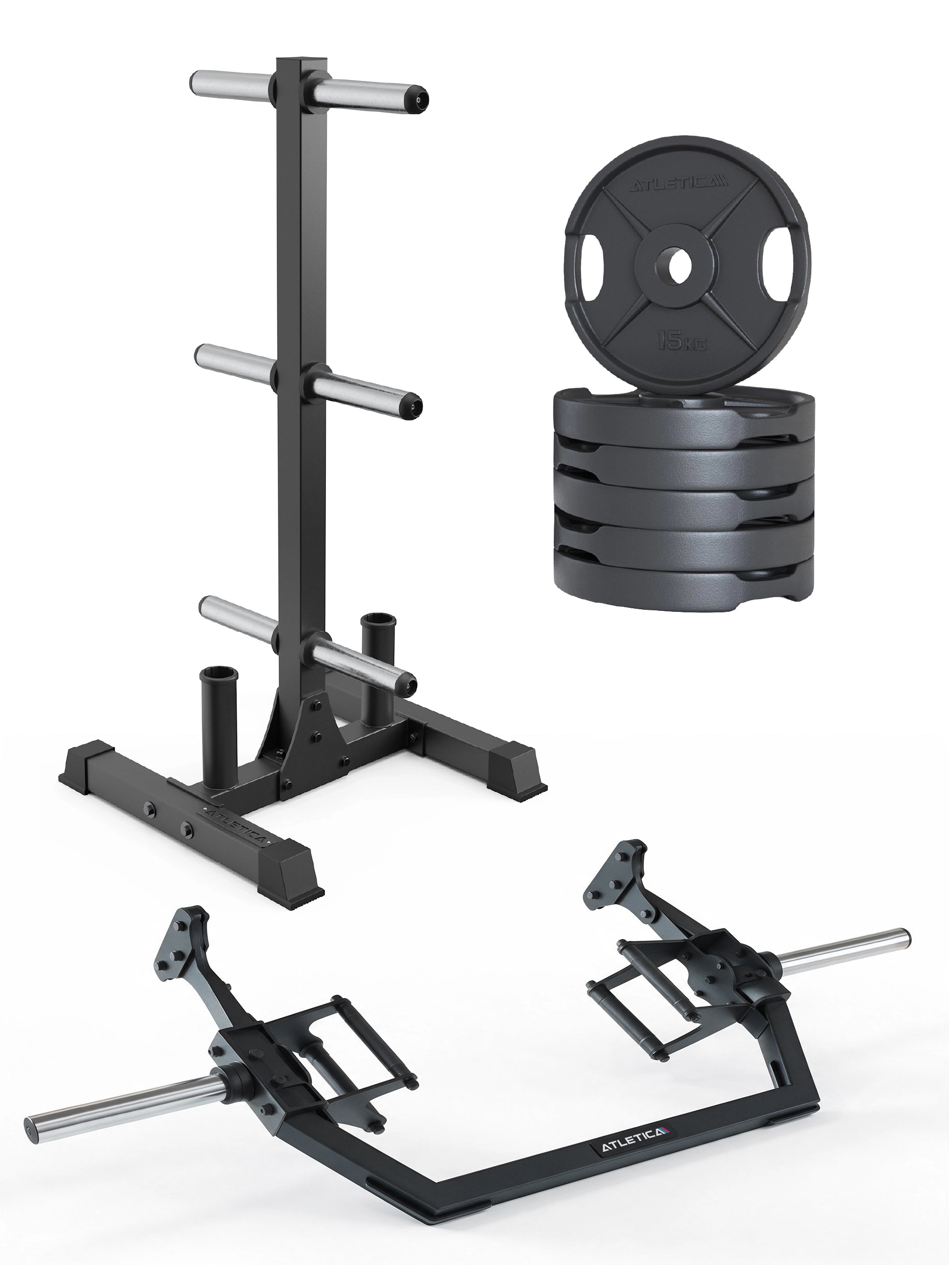 Rhino Hex SET 90 kg - Rhino Storage mit Open Hex Bar und 6x15kg 2H Iron Plates