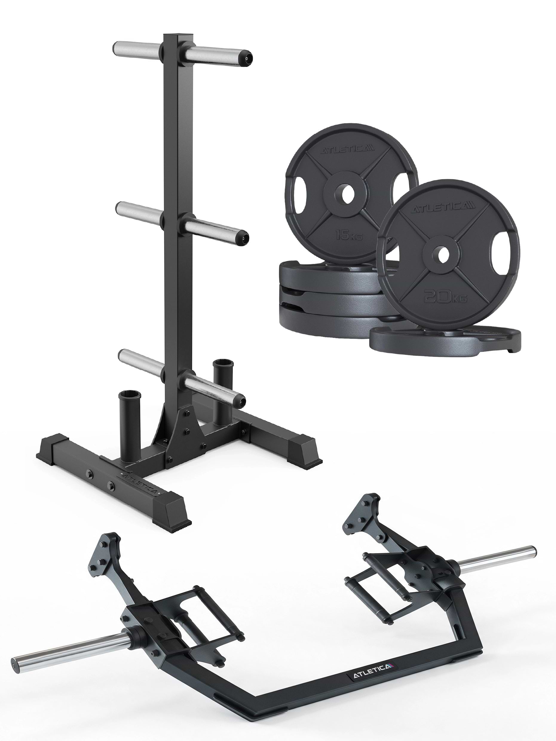 Rhino Hex Set 100 kg - Rhino Storage, Open Hex Bar und 2x20kg und 4x15kg 2H Iron Plates