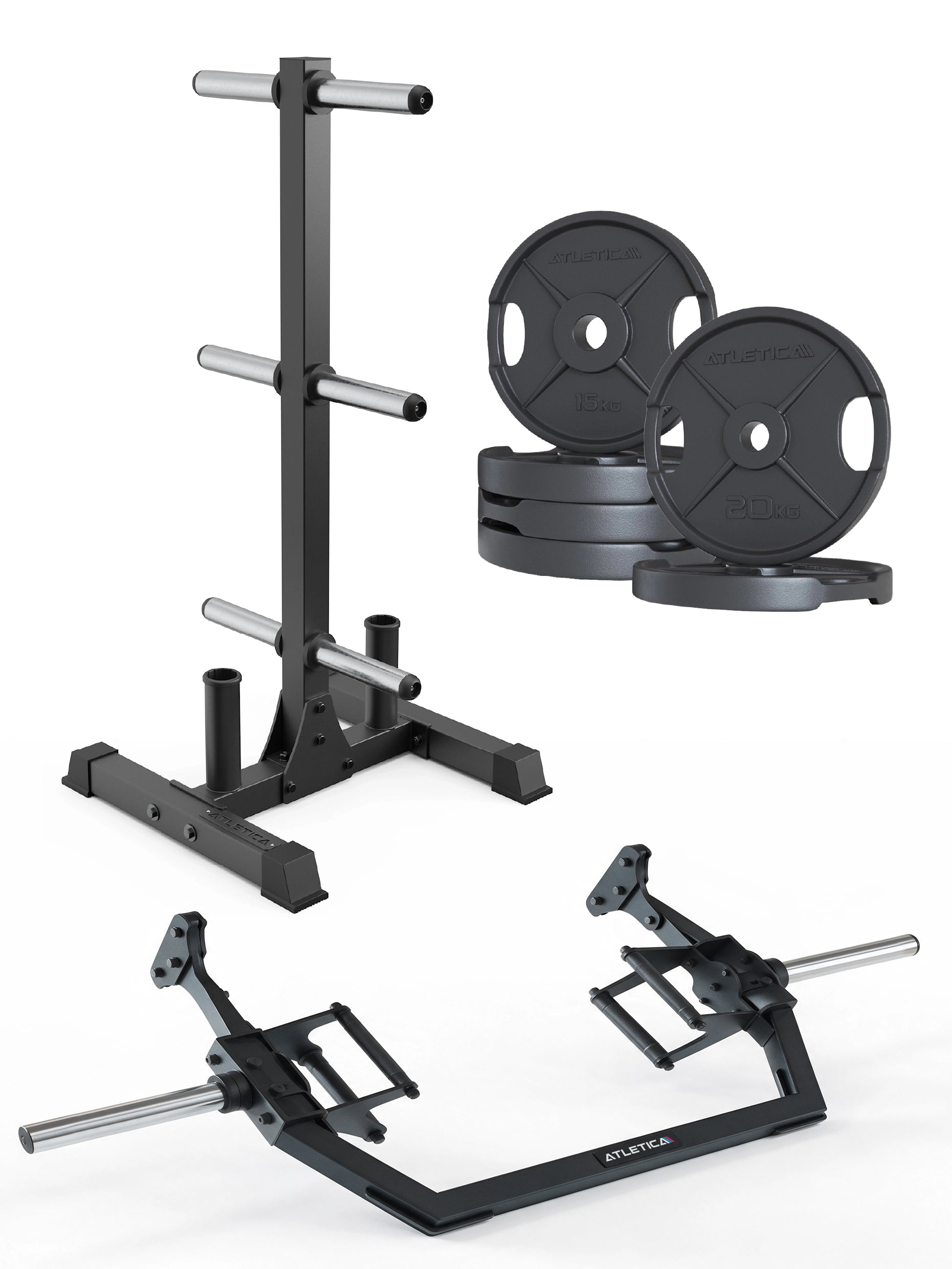 Rhino Hex Set 100 kg - Rhino Storage, Open Hex Bar und 2x20kg und 4x15kg 2H Iron Plates