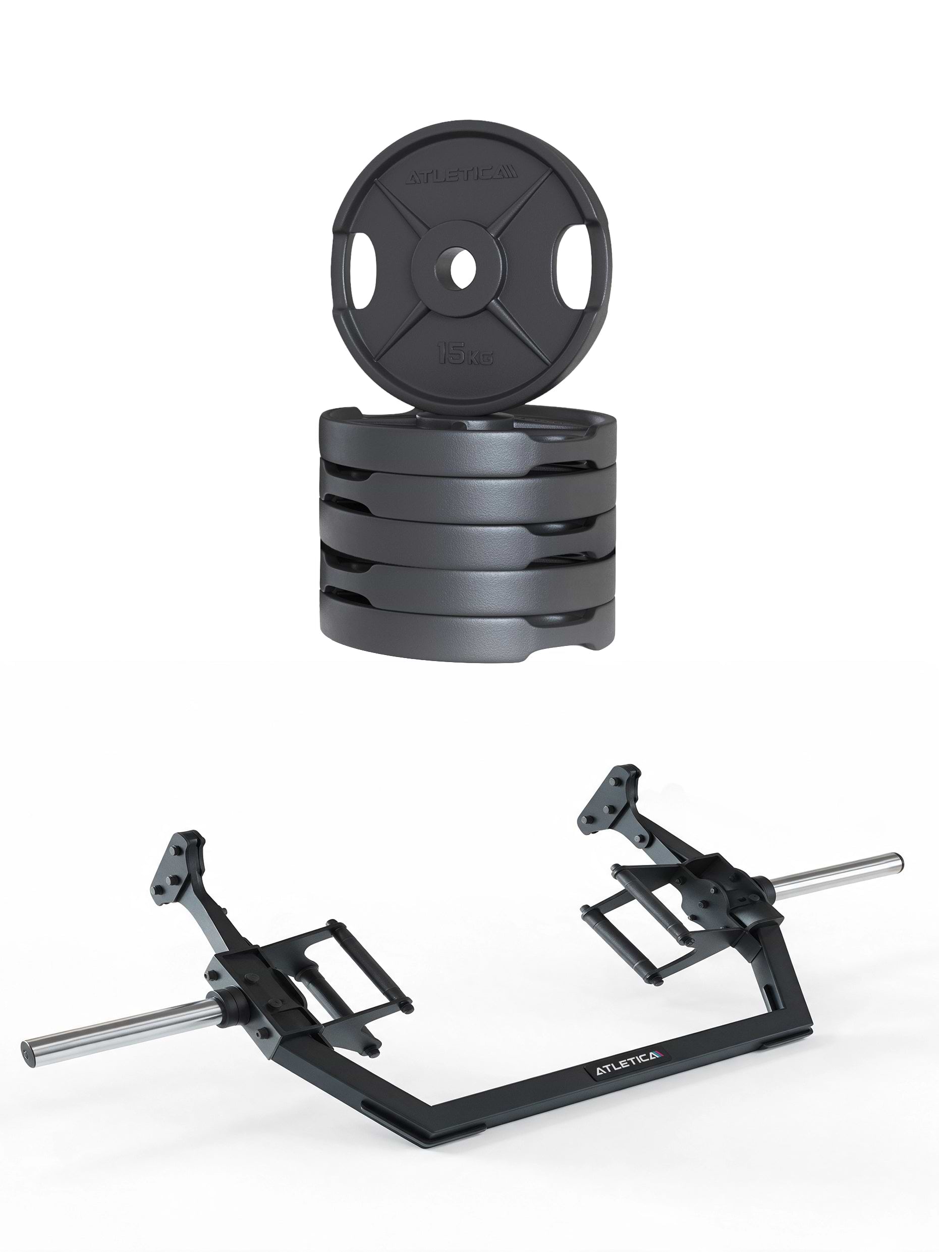 2H Iron Hex Set 90 kg - 1x Open Hex Bar und 6x15kg 2H Iron Plates