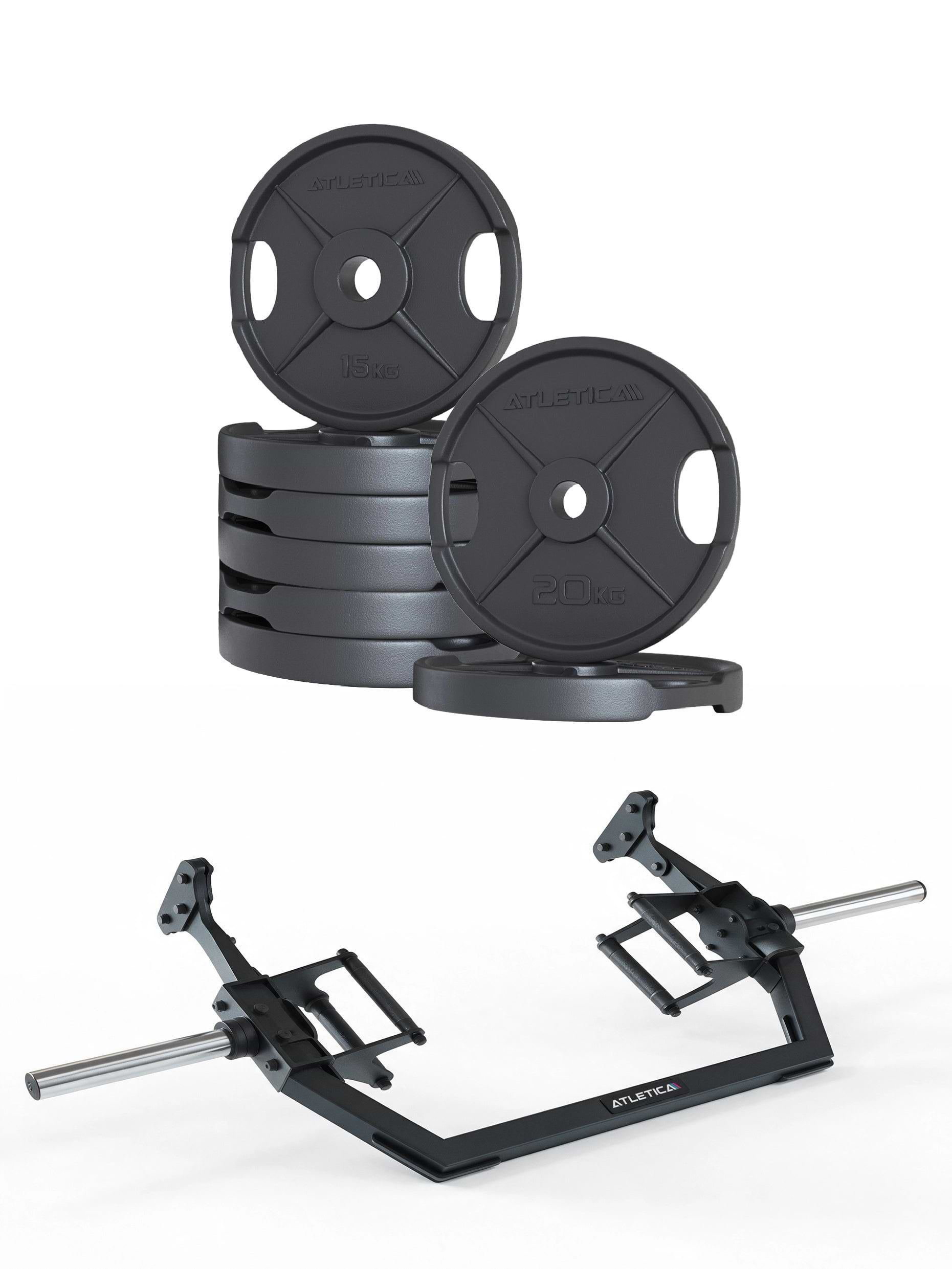 2H Iron Hex Set 130 kg - Open Hex Bar, 2x20kg und 6x15kg 2H Iron Plates