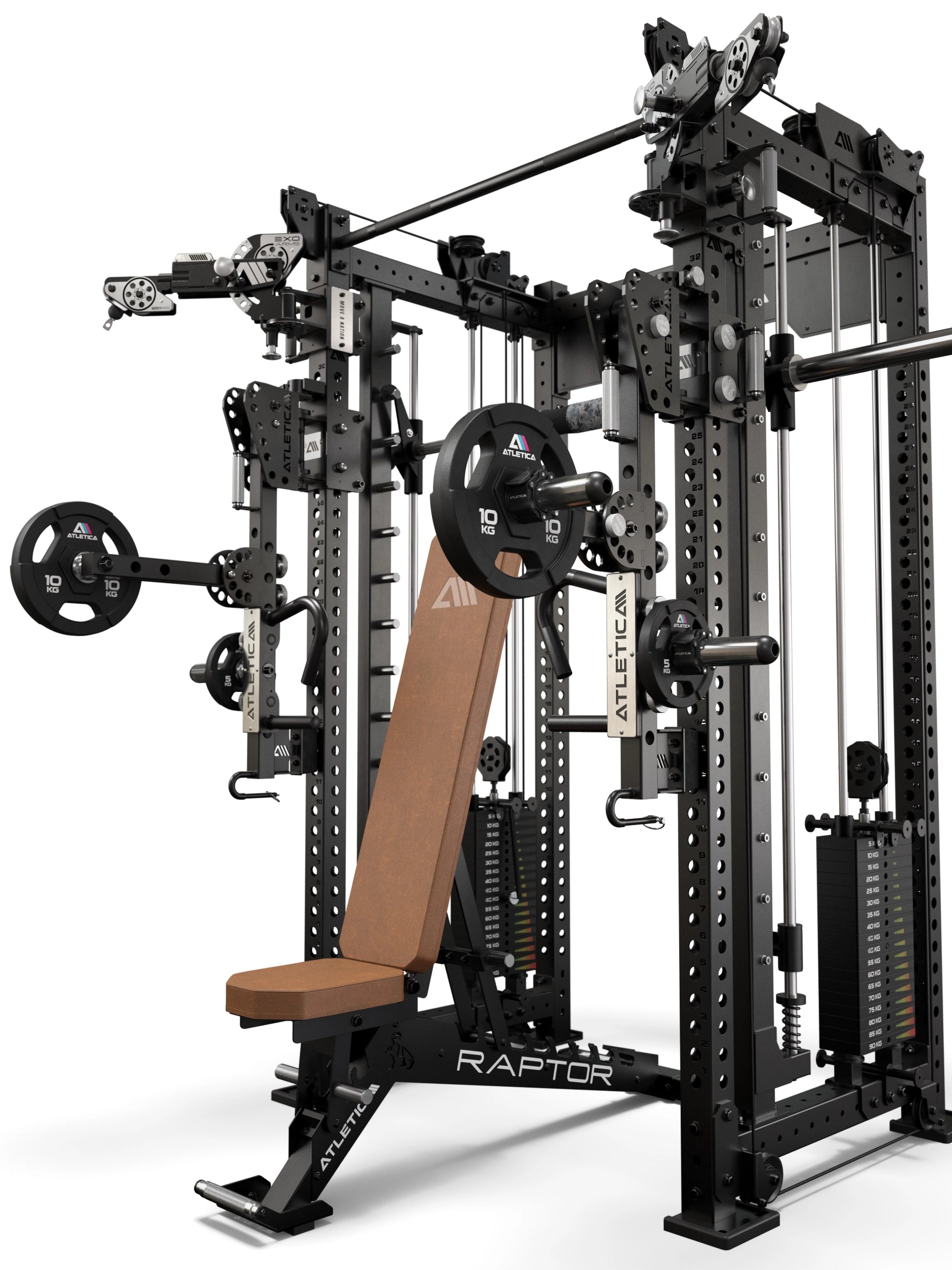 R8 Bradley EXO 93cm Combat Set Schwarz – Power Rack mit EXO Arms, Smith Machine, Raptor Hantelbank und ARC Force Jammer Arms