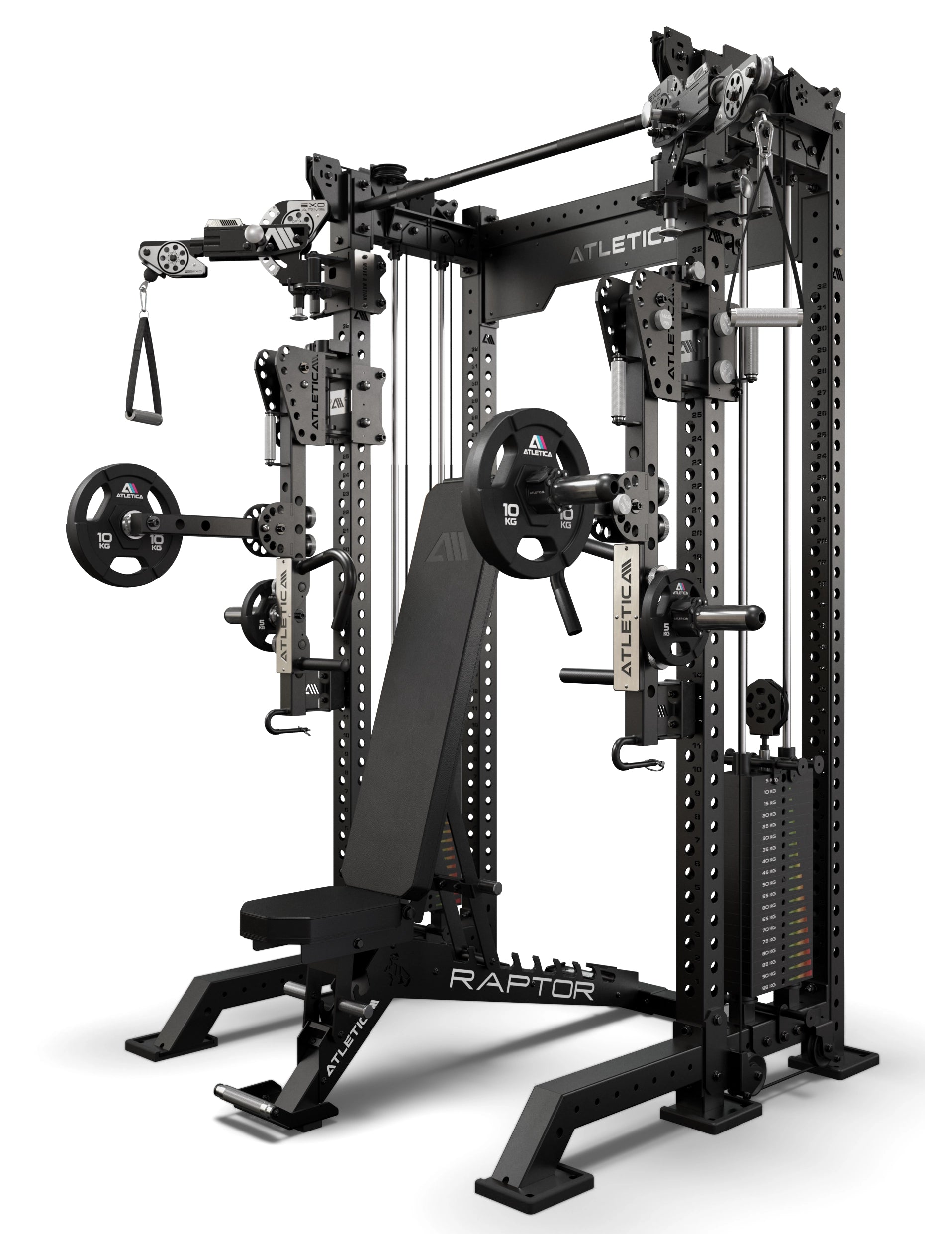 R8 Bradley EXO 57cm Combat Set Schwarz – Power Rack mit EXO Arms, Raptor Hantelbank und ARC Force Jammer Arms