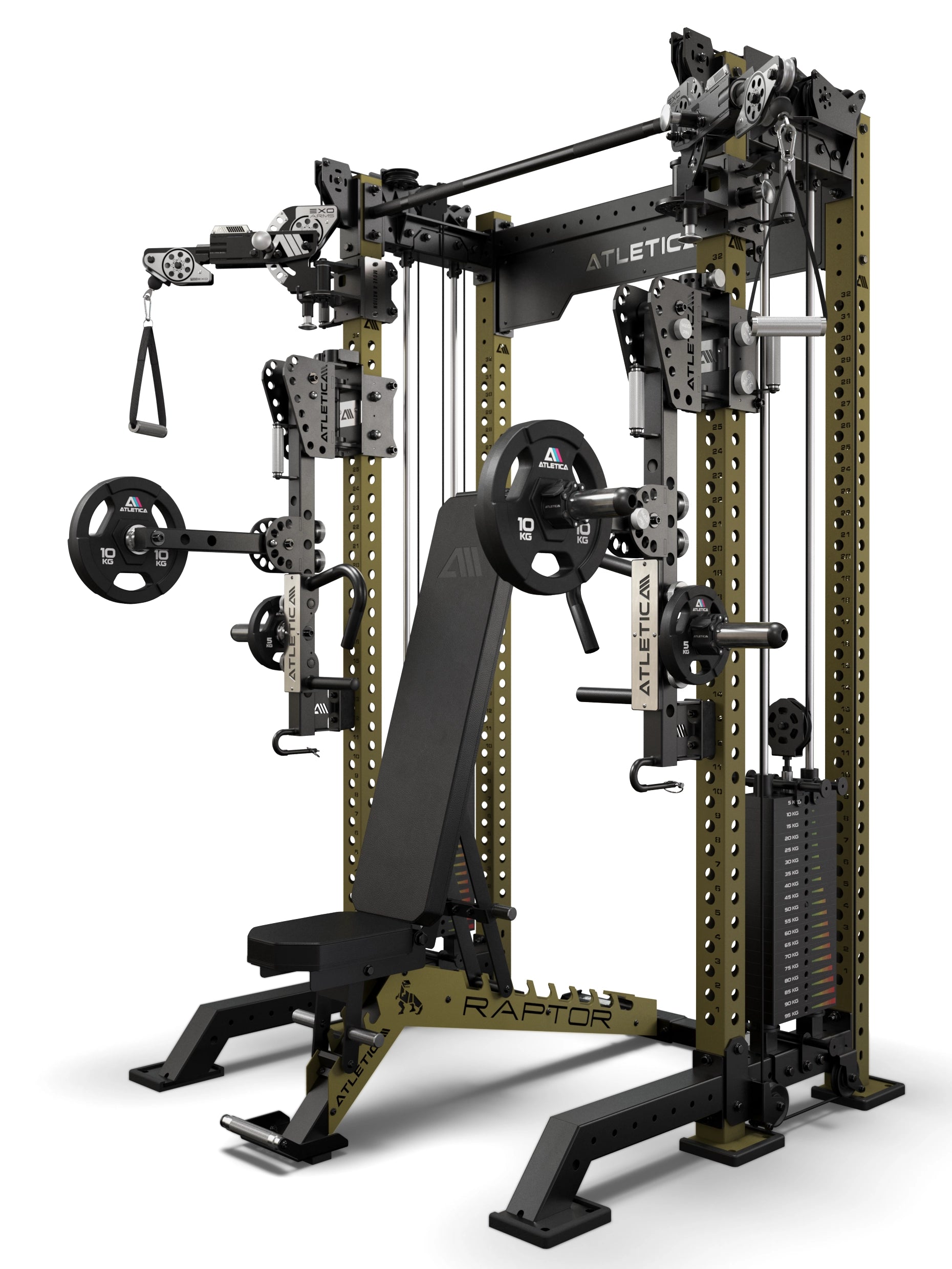 R8 Bradley EXO 57cm Combat Set Military Green – Power Rack mit EXO Arms, Raptor Hantelbank und ARC Force Jammer Arms