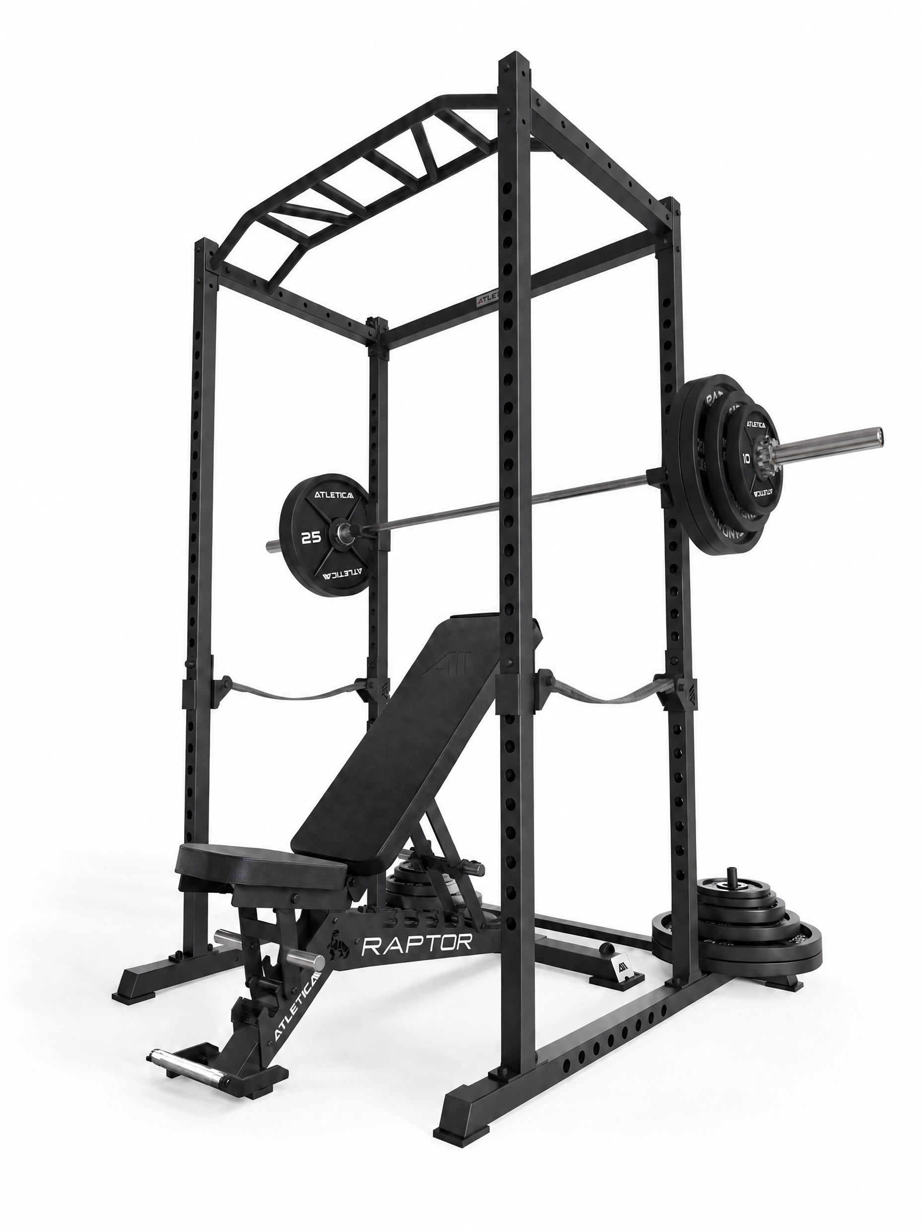 R5 Nolat SET | Power Rack | 100 kg Iron Plates | Sigma Olympische halterstang | B4 Leather | 195 cm