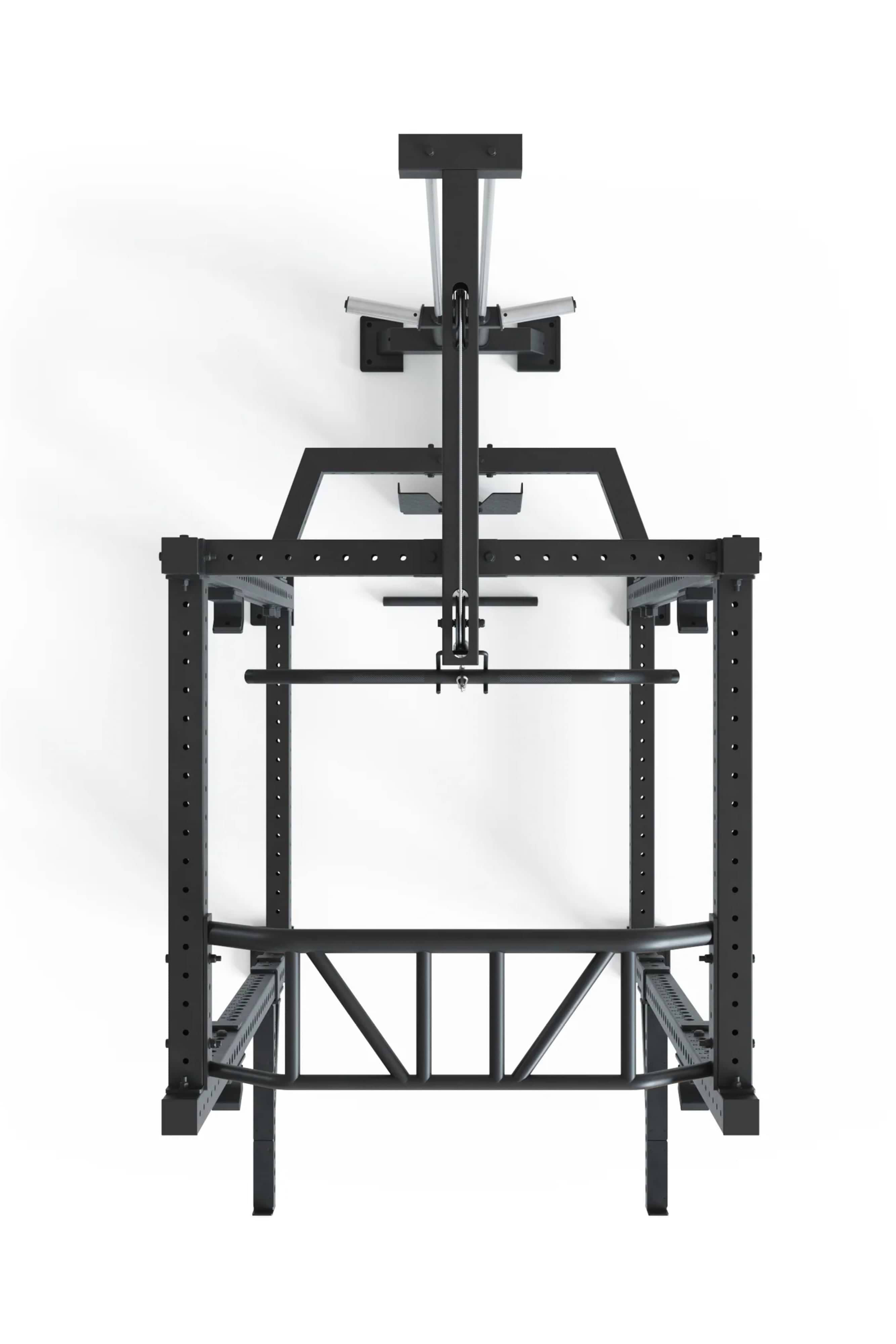 Power Rack R8-Blade: Latzug, Multi-Grip Bar, Spotter Arms, 4 J-Hooks | 226 cm Höhe | Next Level Squat Rack | 123x211 cm Grundfläche | 213 kg schwer | Erweiterbar