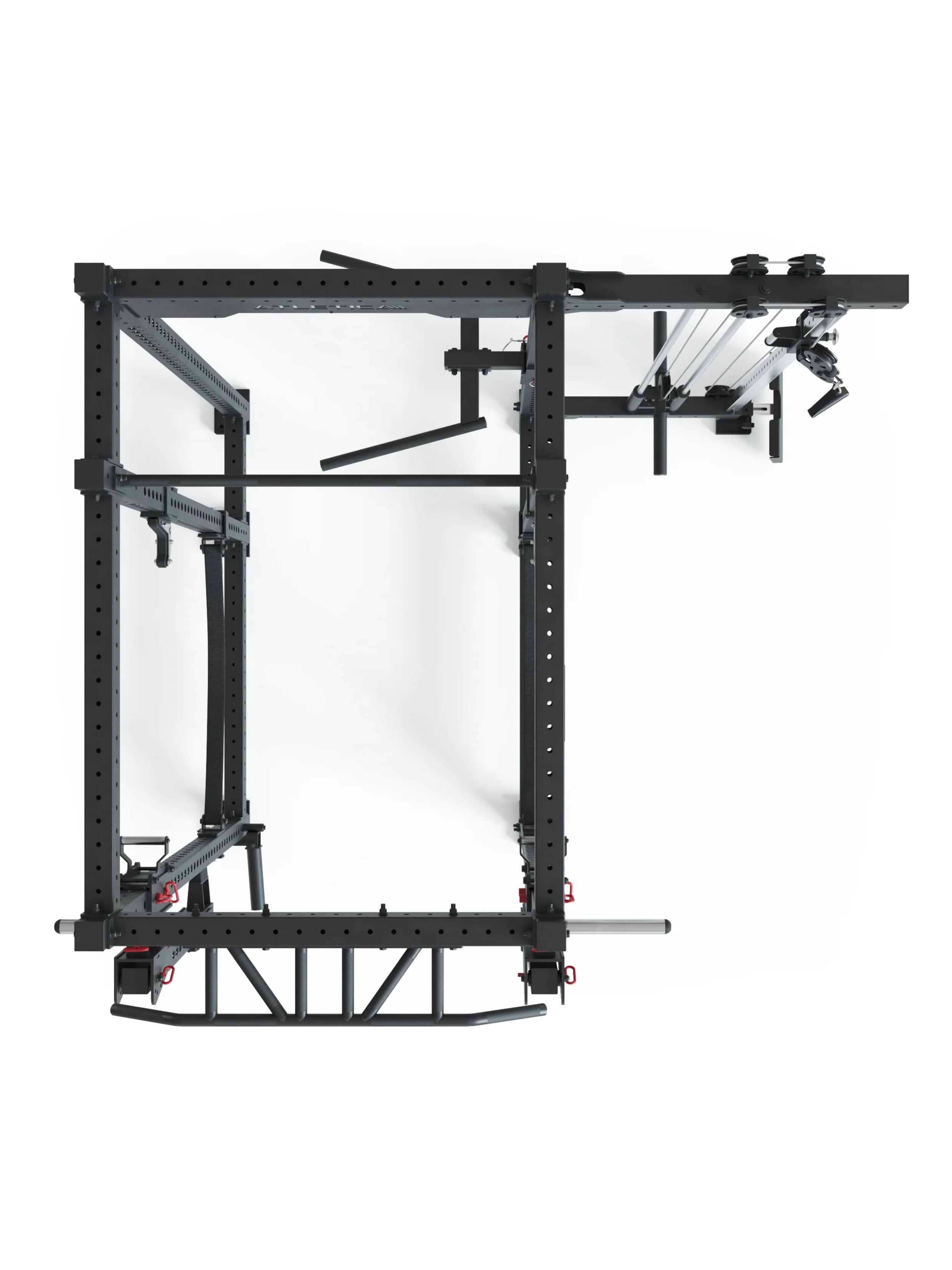 R8-Sentinel Power Rack: mit Jammer Arms, J-Hooks, Safety Straps, Dip-Station, Logo Plate, 2 Pull-Up Bars, Landmine & Bar Holder