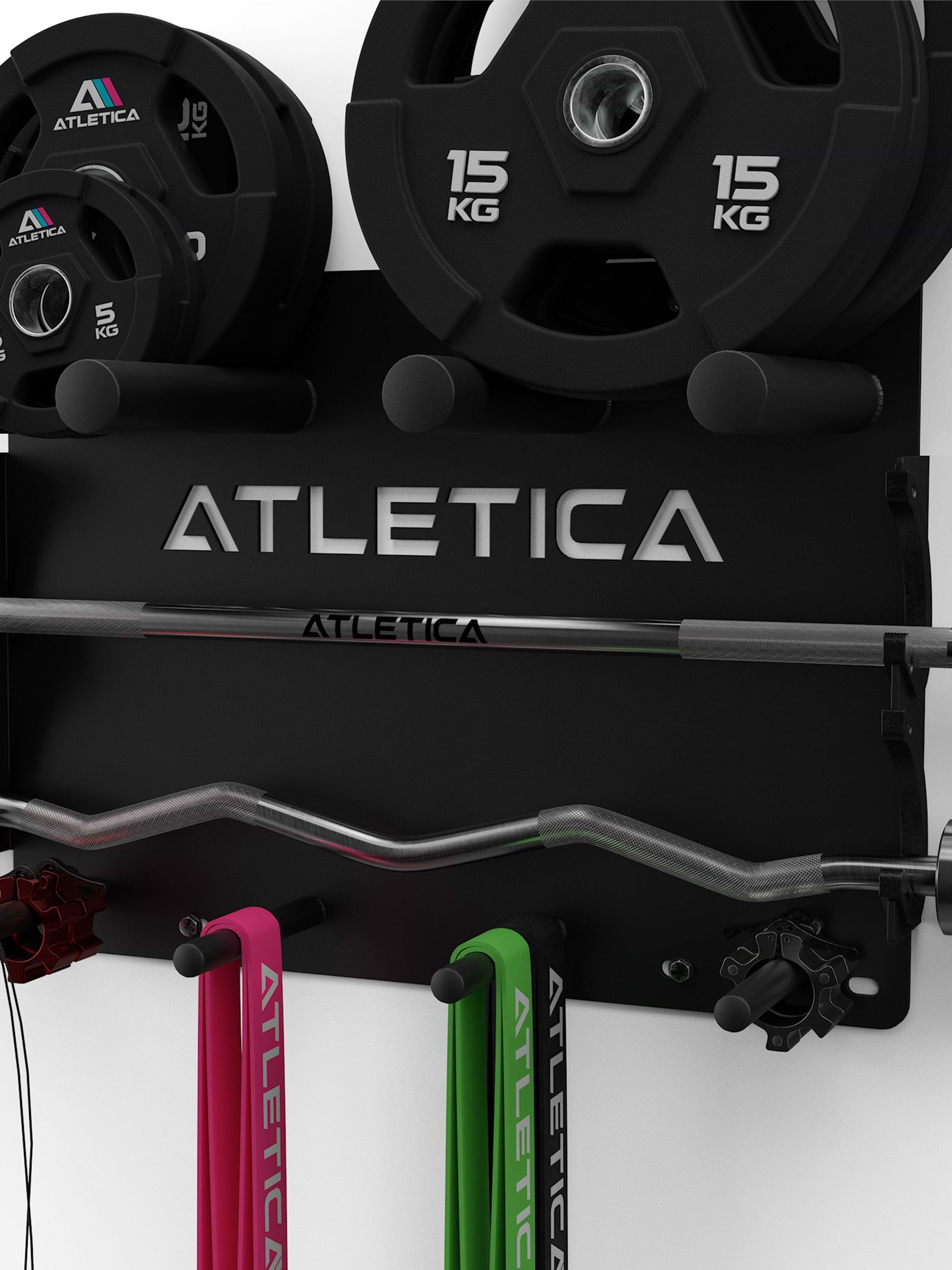 Wandhalterung Gewichte: Platzsparende Aufbewahrung zur Wandmontage | für Scheiben, Stangen, Springseile, Bänder, Collars | Bis 150 kg belastbar