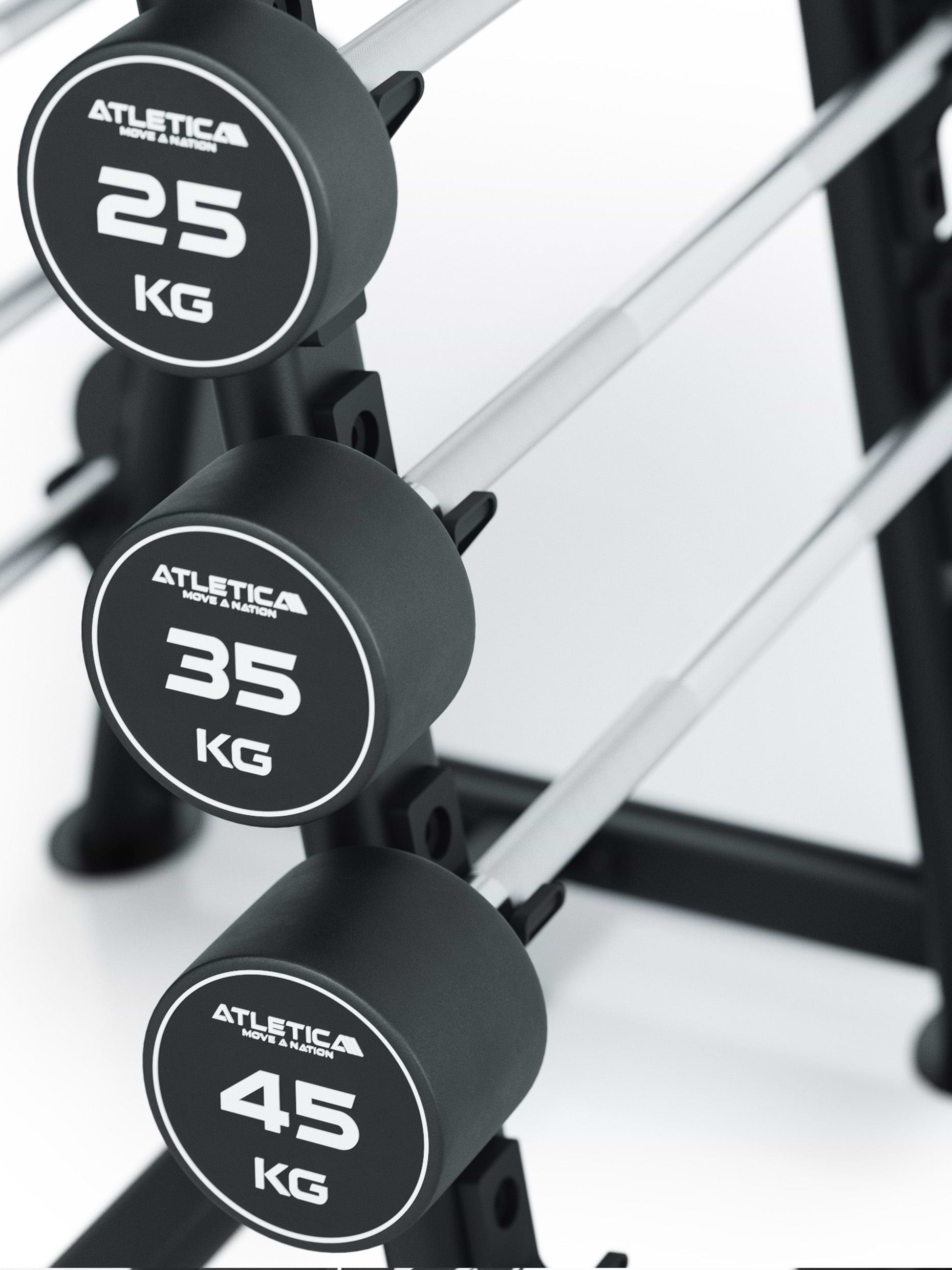 Hantelstangen-Ablage: sichere Aufbewahrung für 10 Langhanteln, kompaktes Design, 800kg Belastbarkeit, mehr Ordnung im Trainingsraum