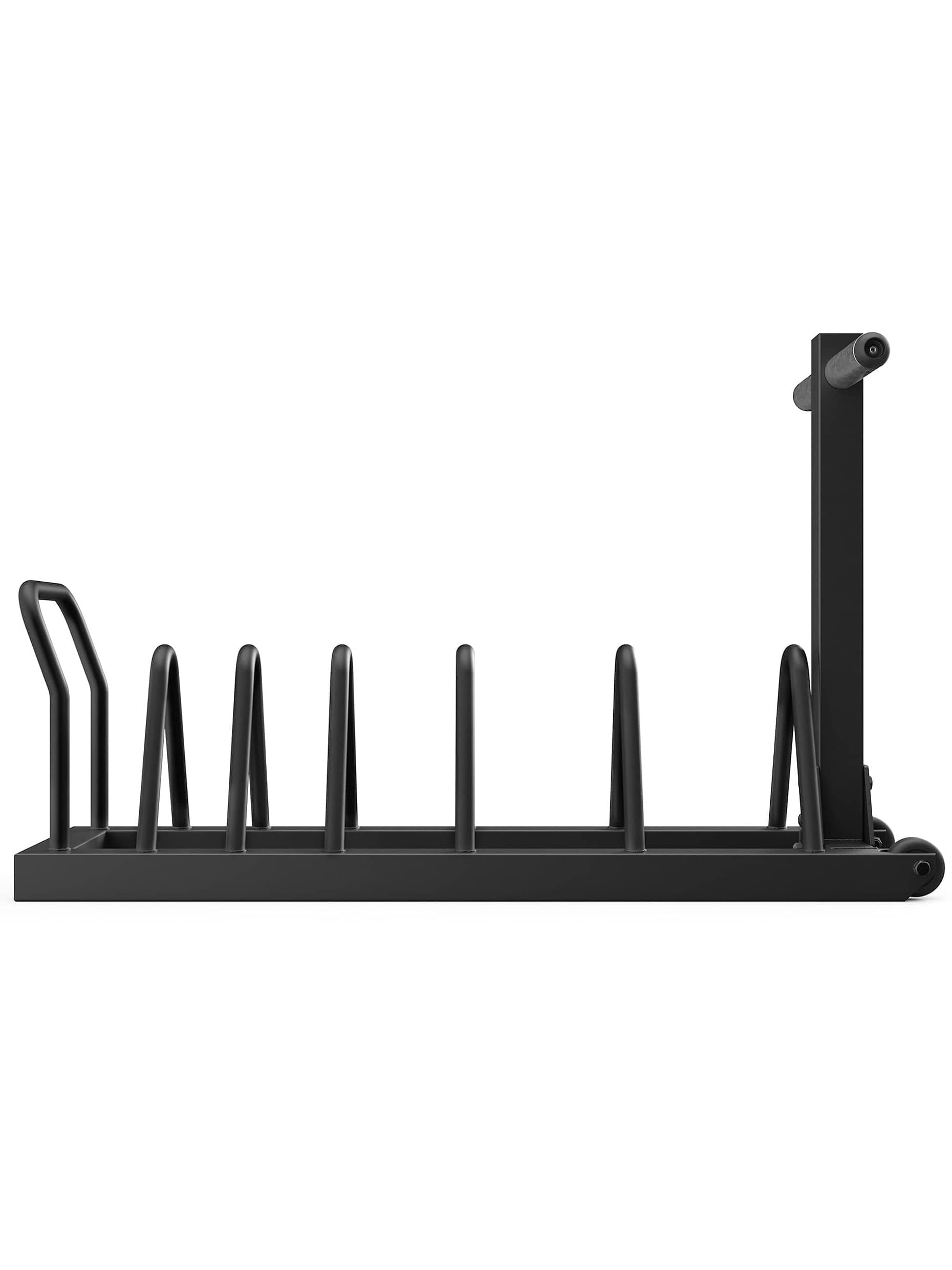 Hantelscheiben Ablage Tusker: 6 Fächer | 2 zusätzliche Pins | 24 kg | bis 900 kg belastbar | Transportrollen und Griff