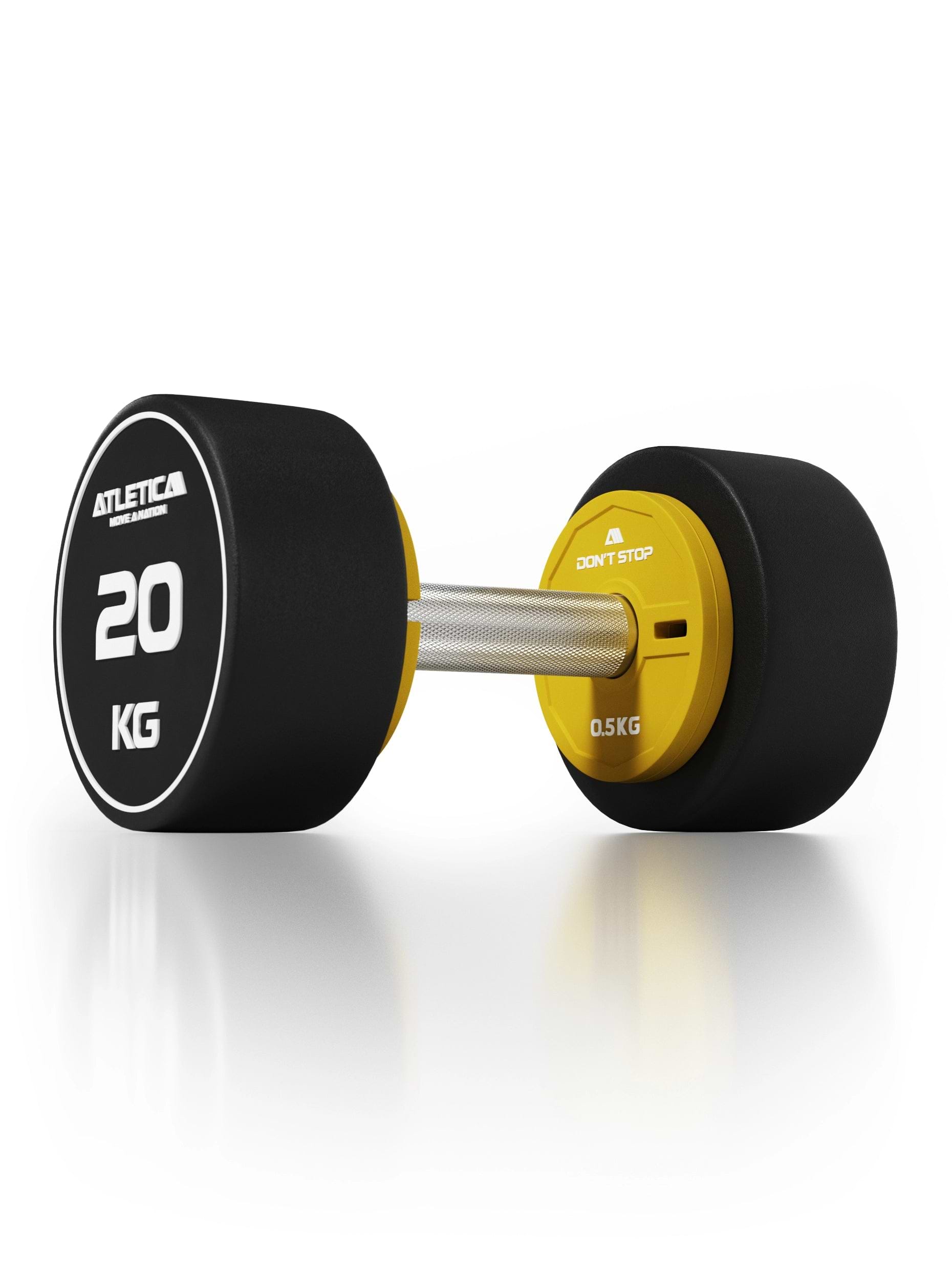 gelbe Add On Flex Plates 0,5kg an einer Atletica Rundhantel