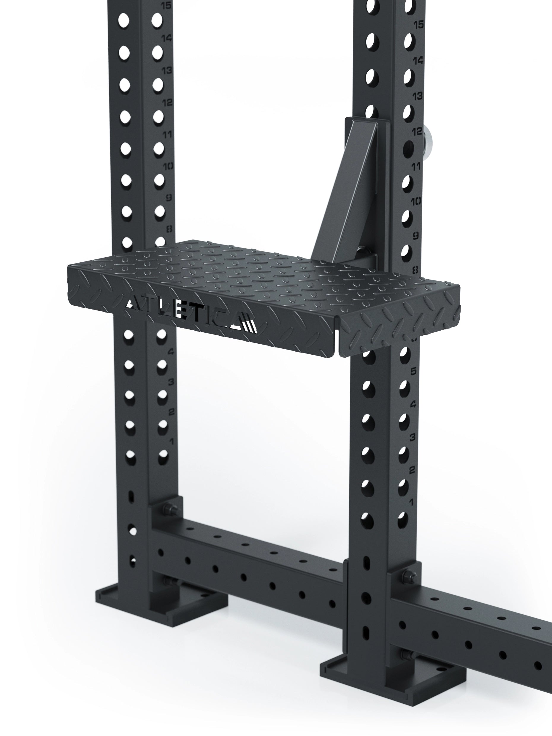 Power Rack Step-Up Plattform: einfach anzubringen, mit dem Power Rack Split Squats, Belt Squats trainieren