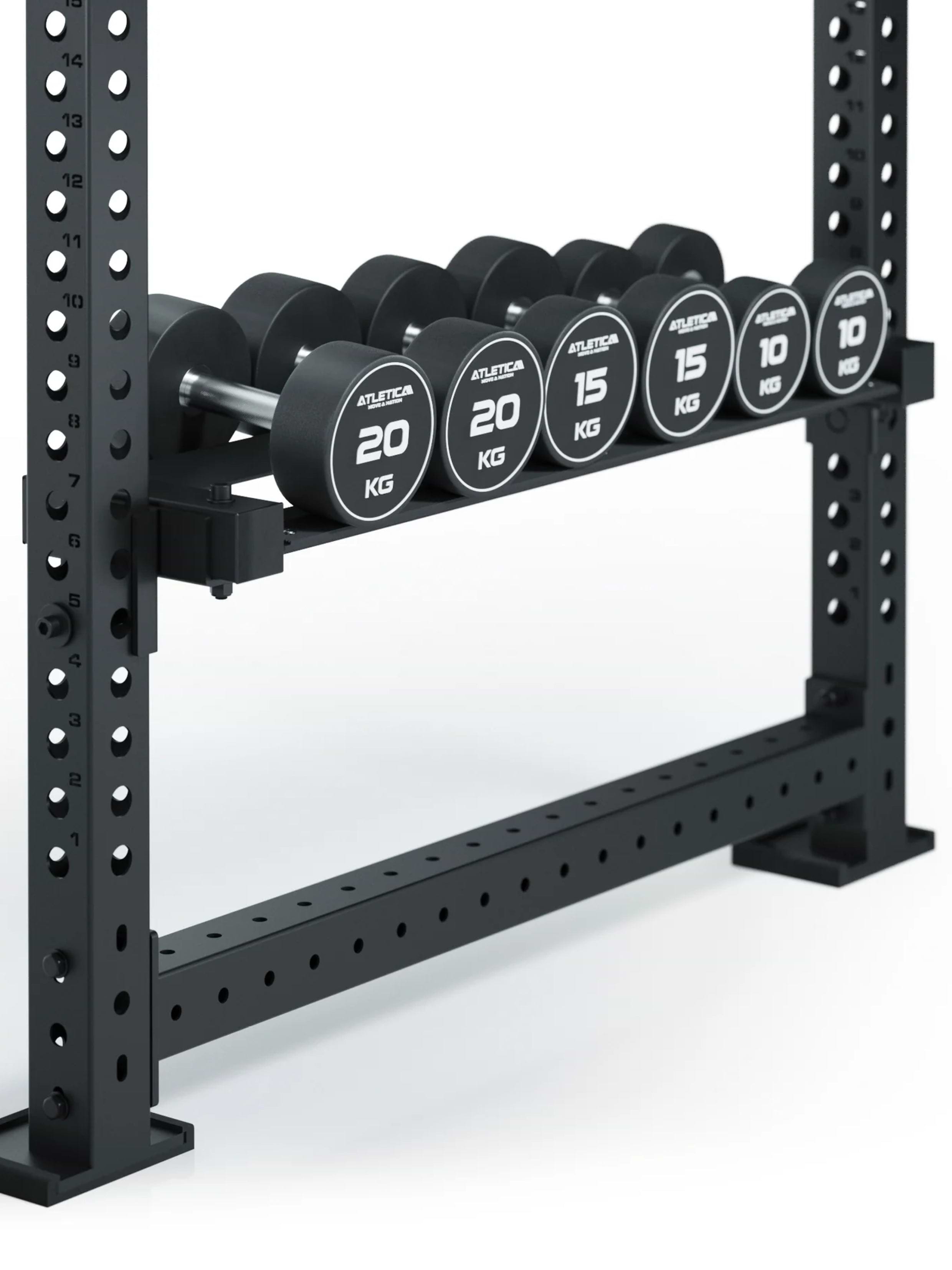 Ablage Regal für Kurzhanteln: für Hexagon und Rundhanteln | Vorhandener Platz optimal genutzt | Sorgt für Ordnung | Hohe Tragkraft