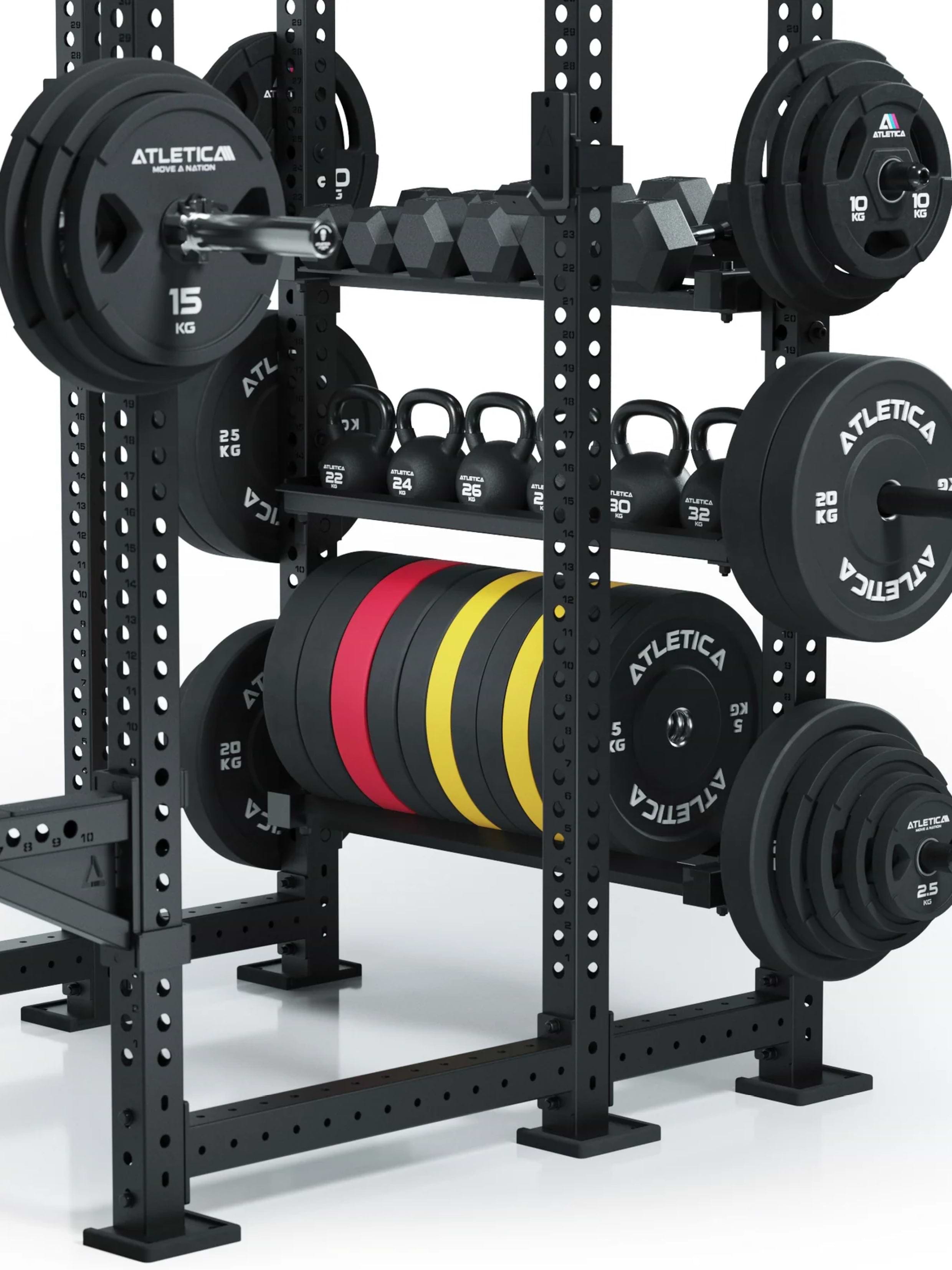 Ablage für Bumper Plates und Wallballs: Vorhandener Platz im Power Rack optimal genutzt | Einfache Montage am Power Rack