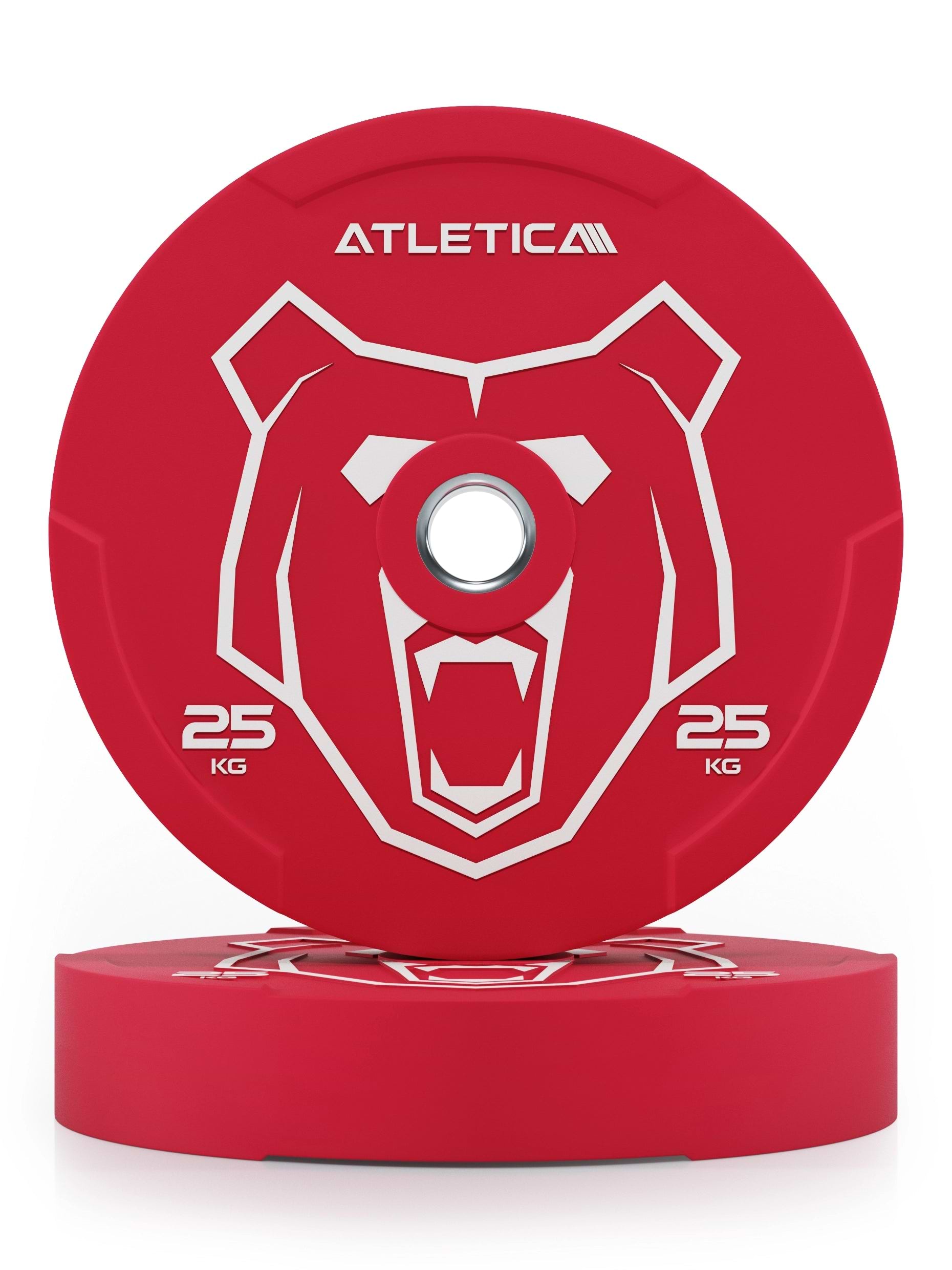 Reduzierter Bounce | Hochwertiger Gummi | Powerlifting und Gewichtheben | Widerstandsfähig & langlebig | Farbcode nach IWF-Standard I 25kg