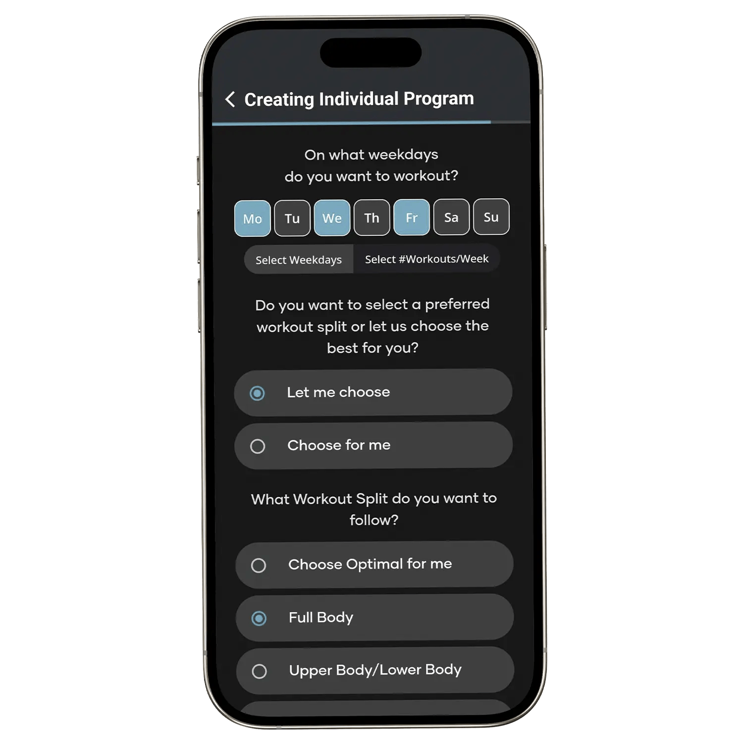 Atletica Training App: Zeitplan wählen