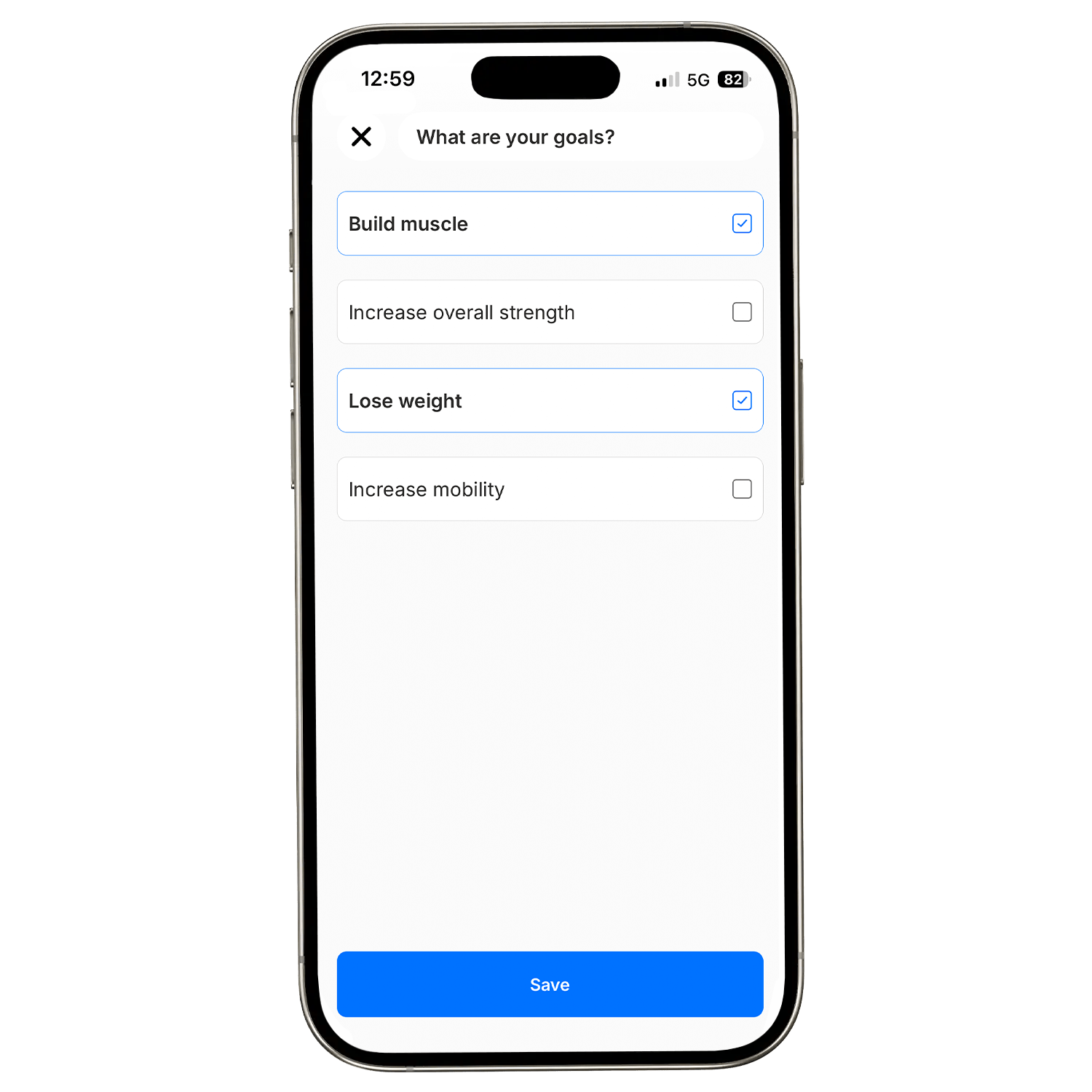 Atletica Training App Screenshot: Trainingsziele setzen