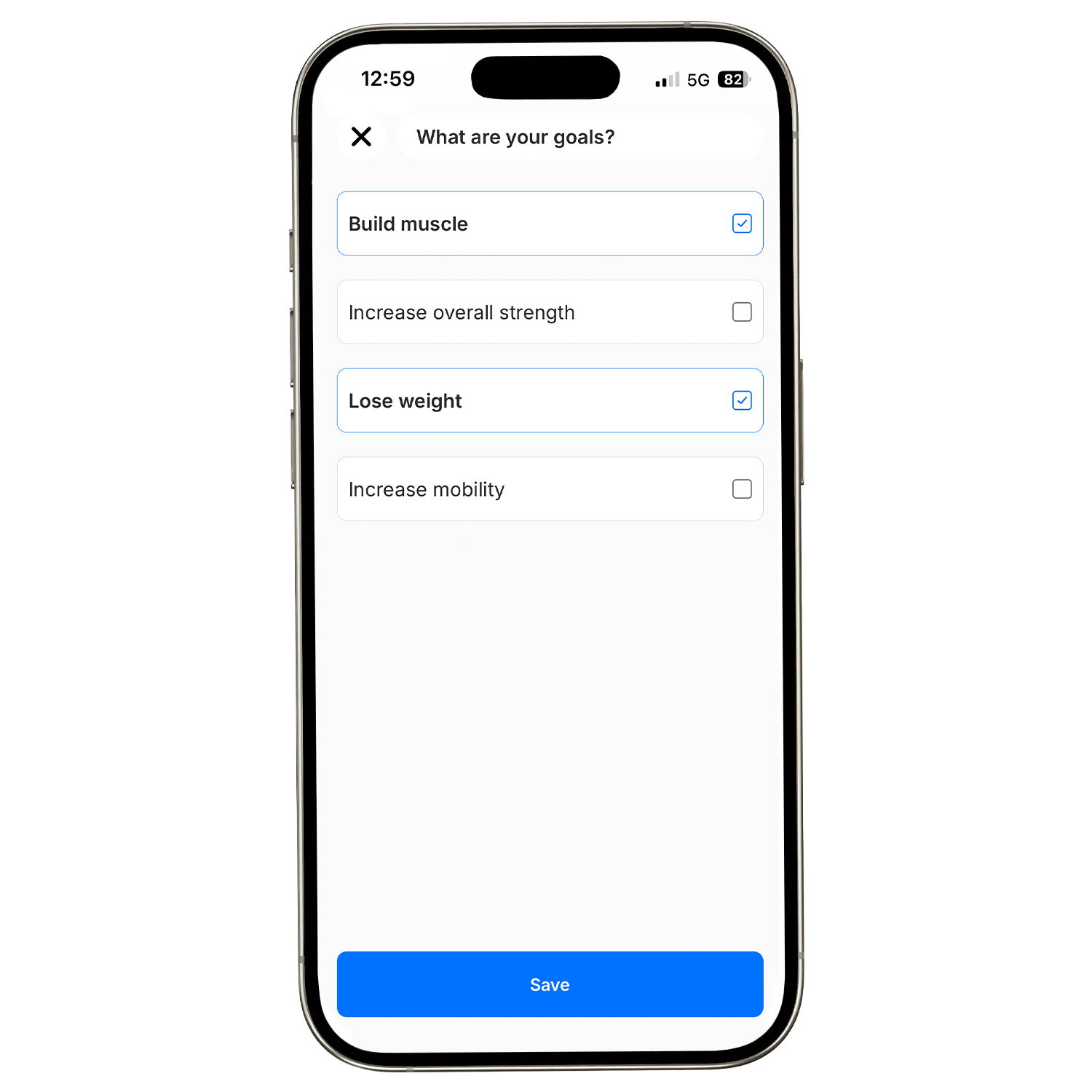 Atletica Training App Screenshot: Trainingsziele setzen
