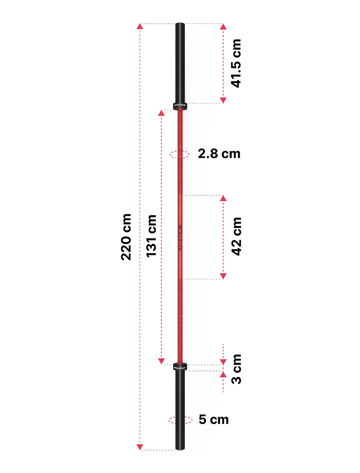 Langhantel Delta von Atletica: Dimensionen